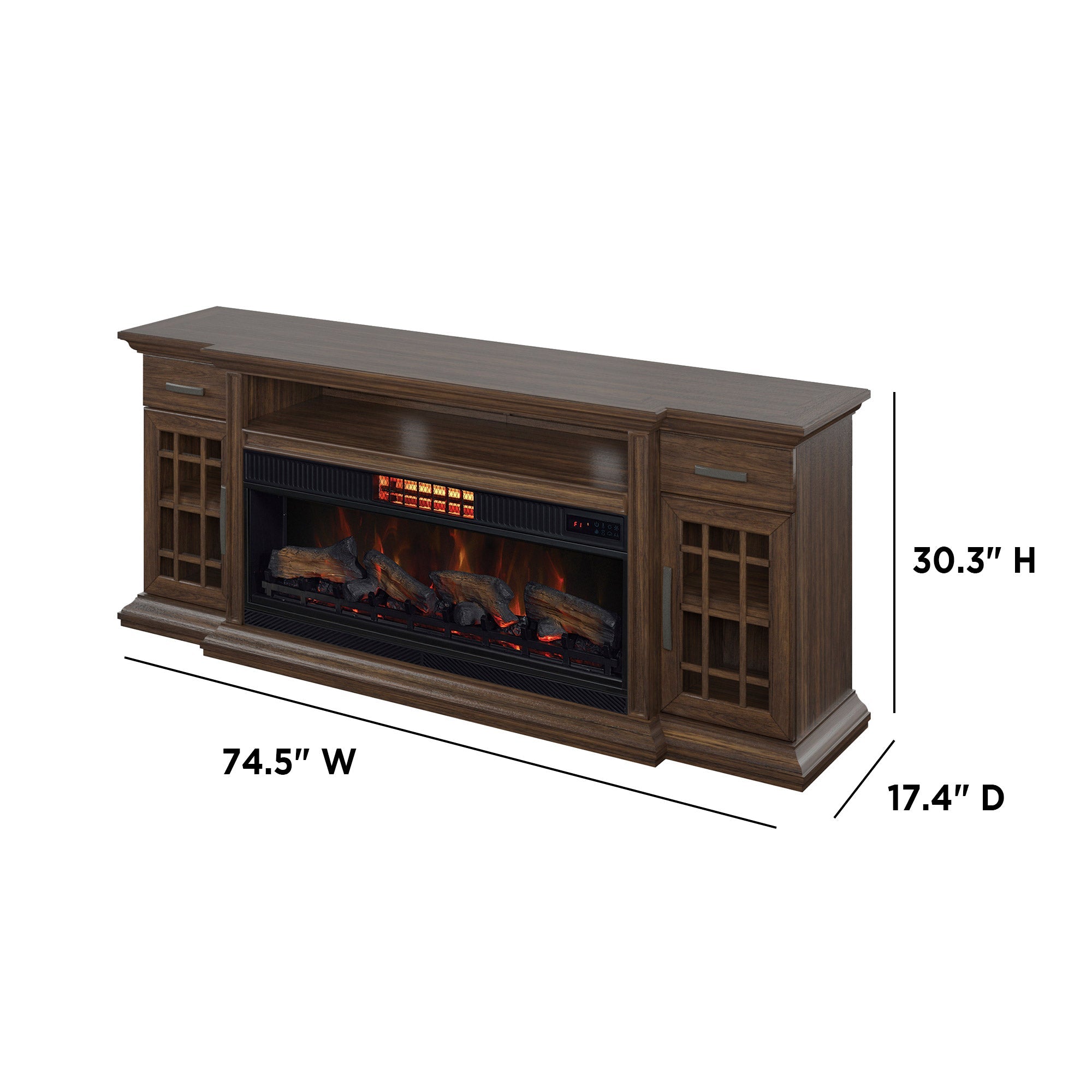 Everett TV Console with Classicflame Coolglow 2-In-1 Electric Fireplace and Fan