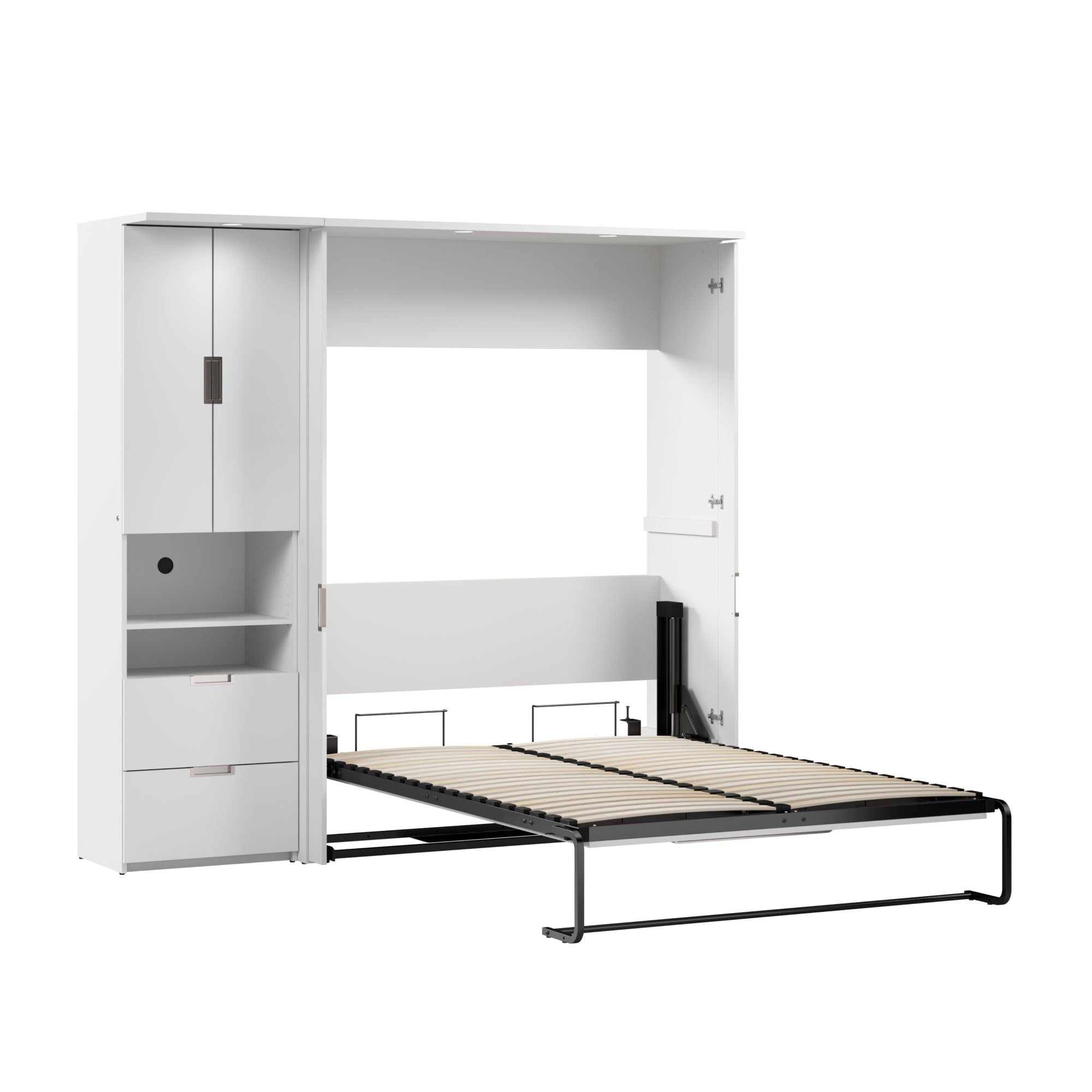 Lumina Full Murphy Bed with Storage Cabinet