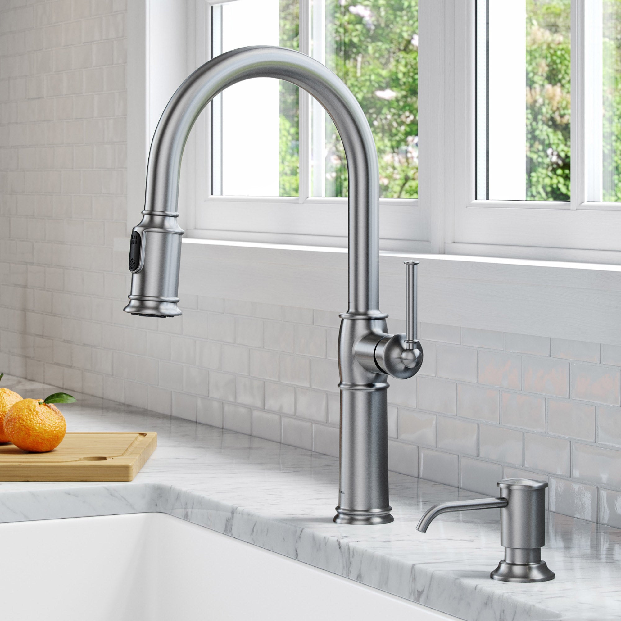 Pull-Down Kitchen Faucet and Soap Dispenser