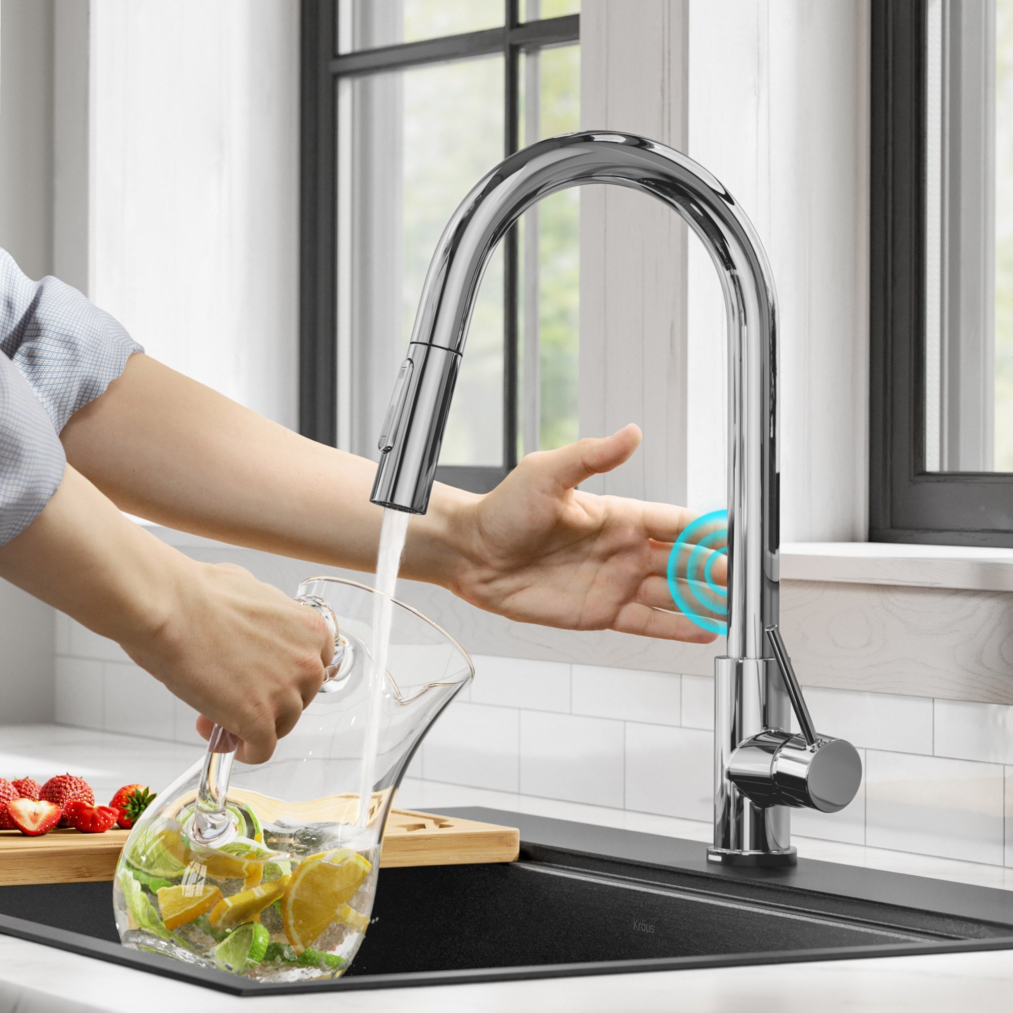 Contemporary Single-Handle Touch Kitchen Sink Faucet with Pull down Sprayer