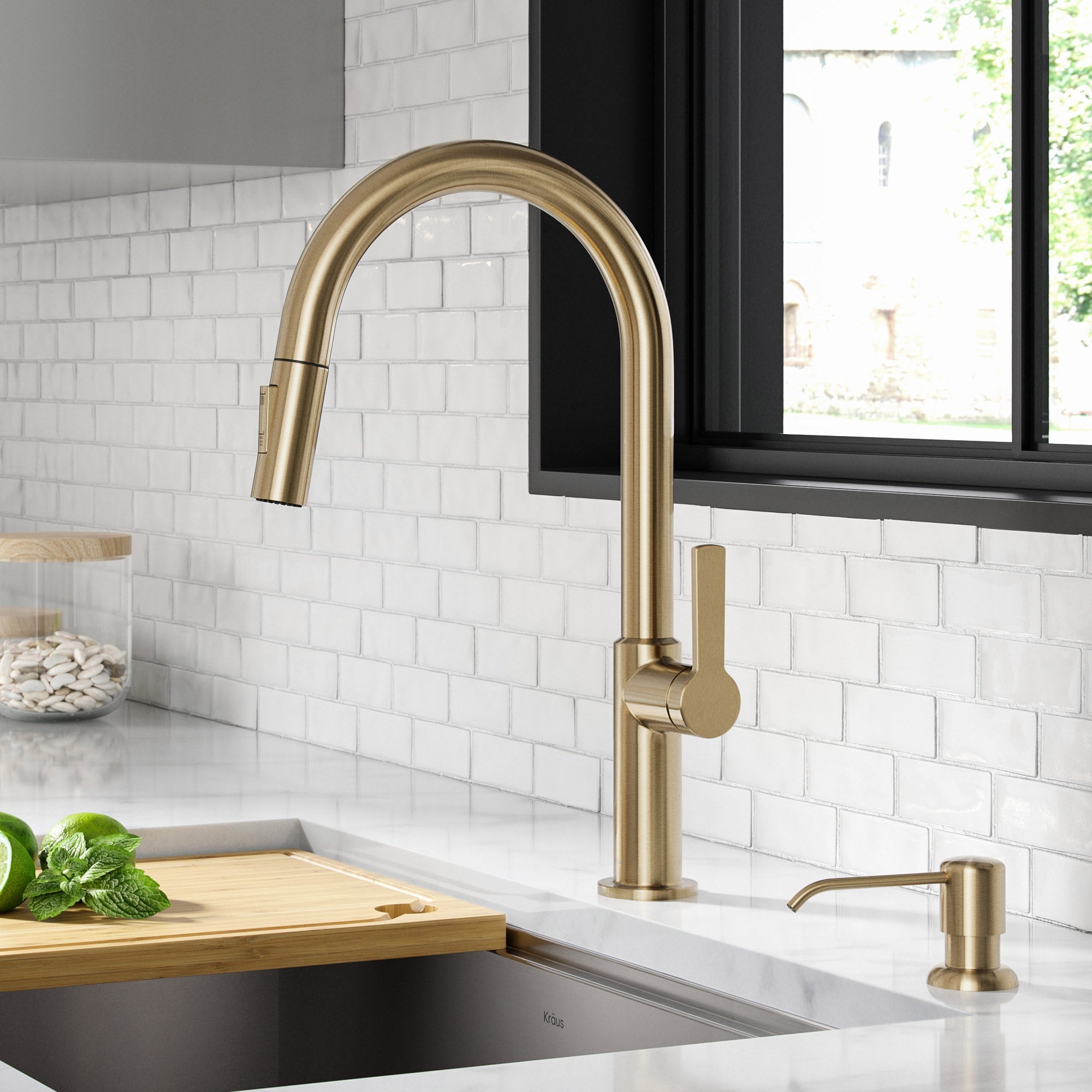 Pull-Down Kitchen Faucet with Matching Soap Dispenser