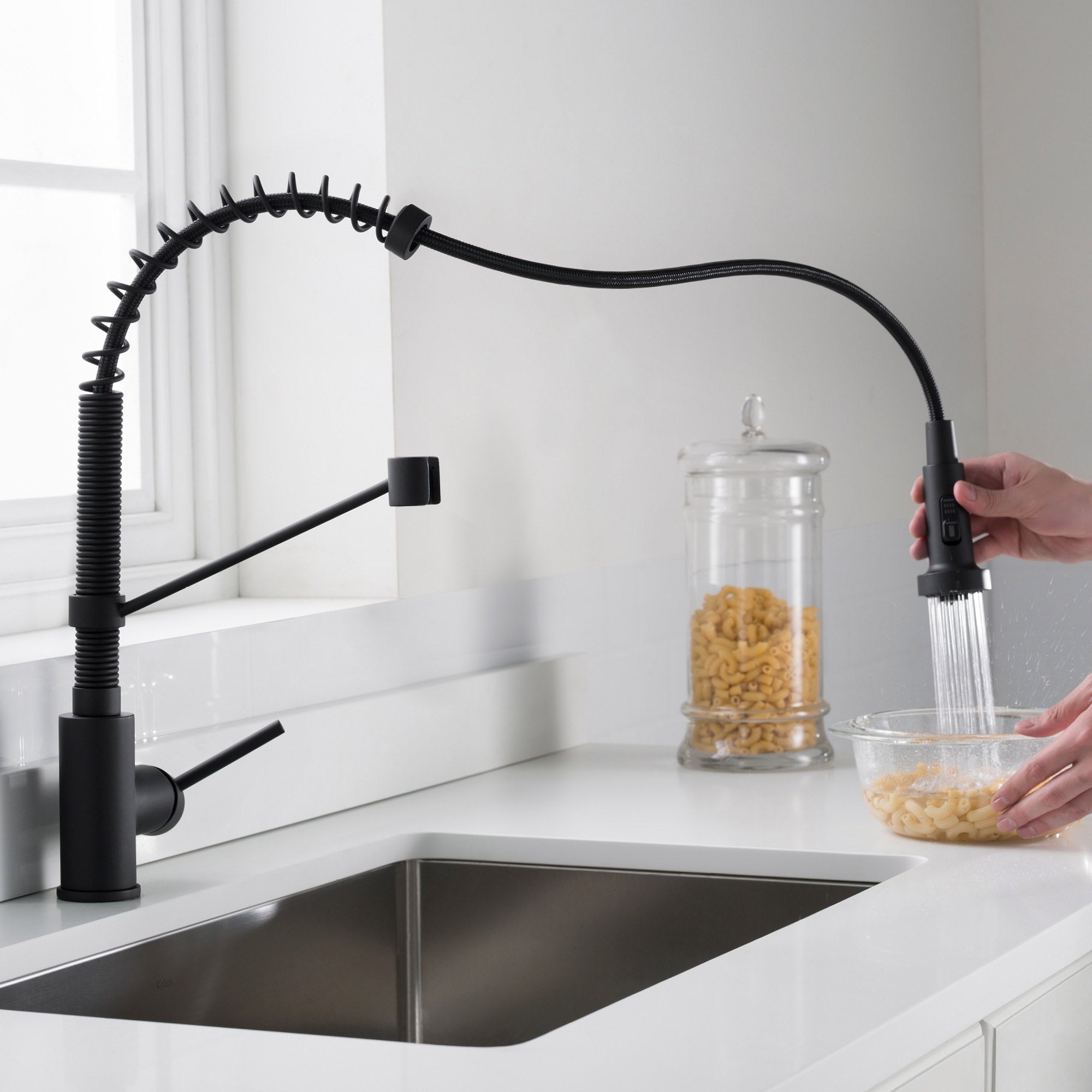 18" Pull-Down Commercial Kitchen Faucet with Matching Soap Dispenser