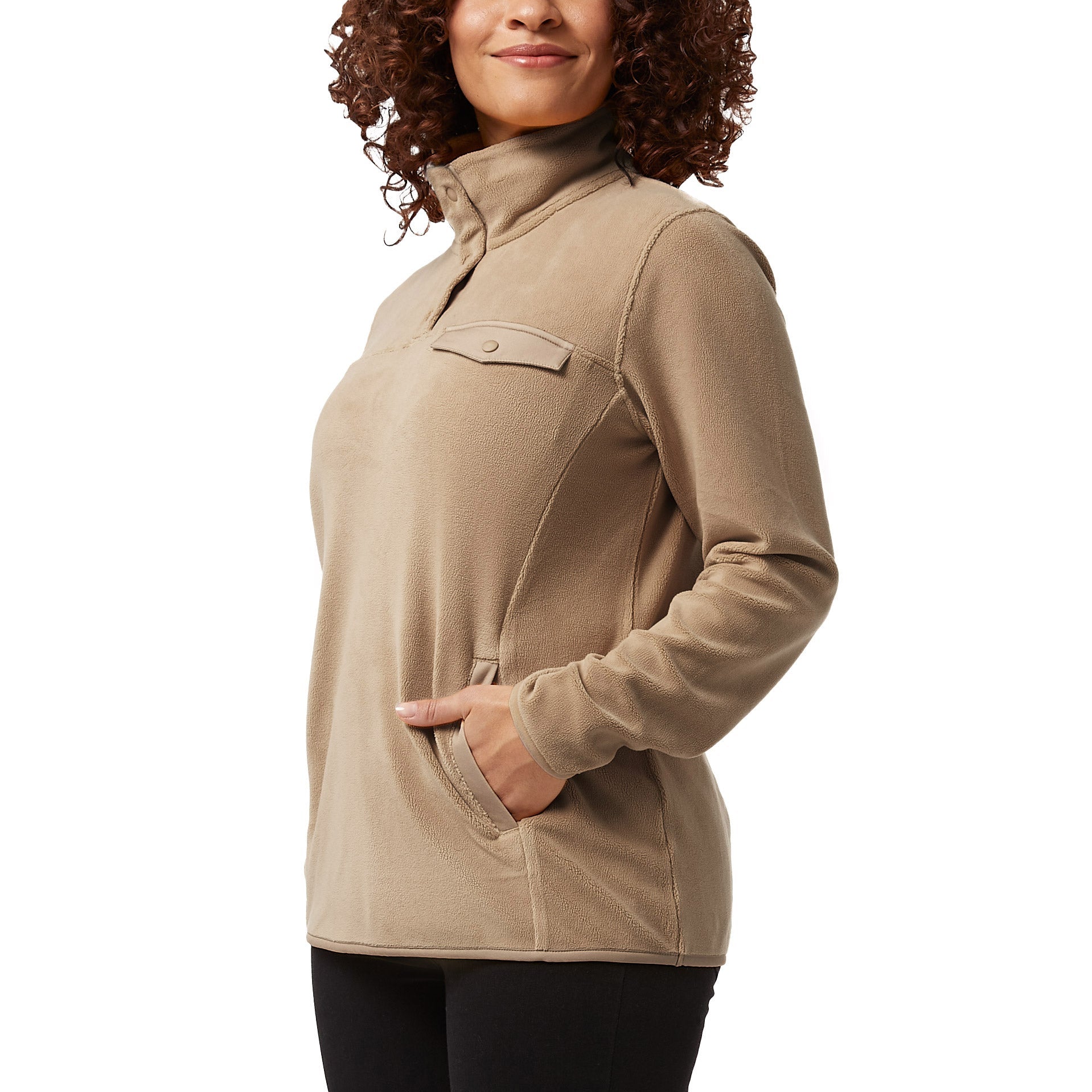 Ladies' Snap Fleece Pullover Top