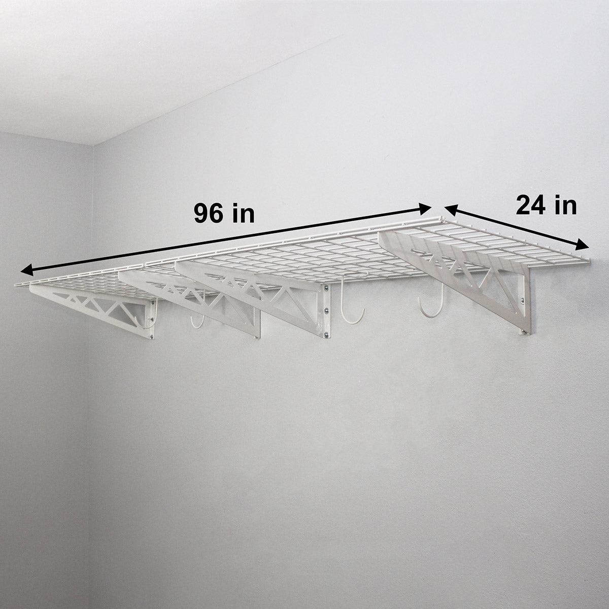 Saferacks Wall Shelf Combo Kit, Two Shelves, Four Deck Hooks