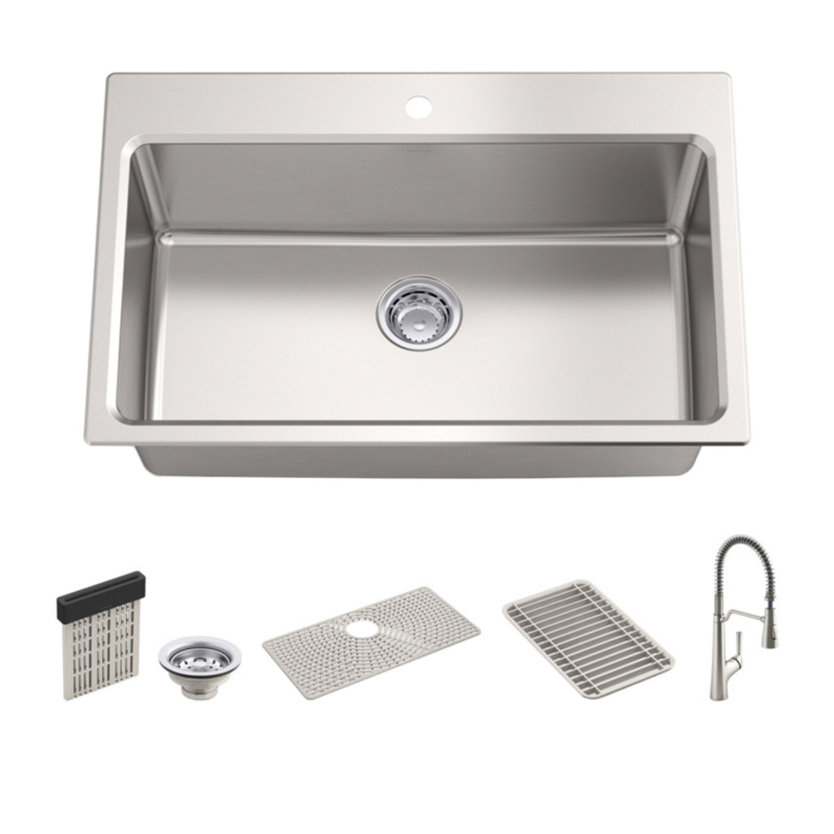 Pro-Function Kitchen Sink Kit - with Vibrant Stainless or Matte Black Faucet