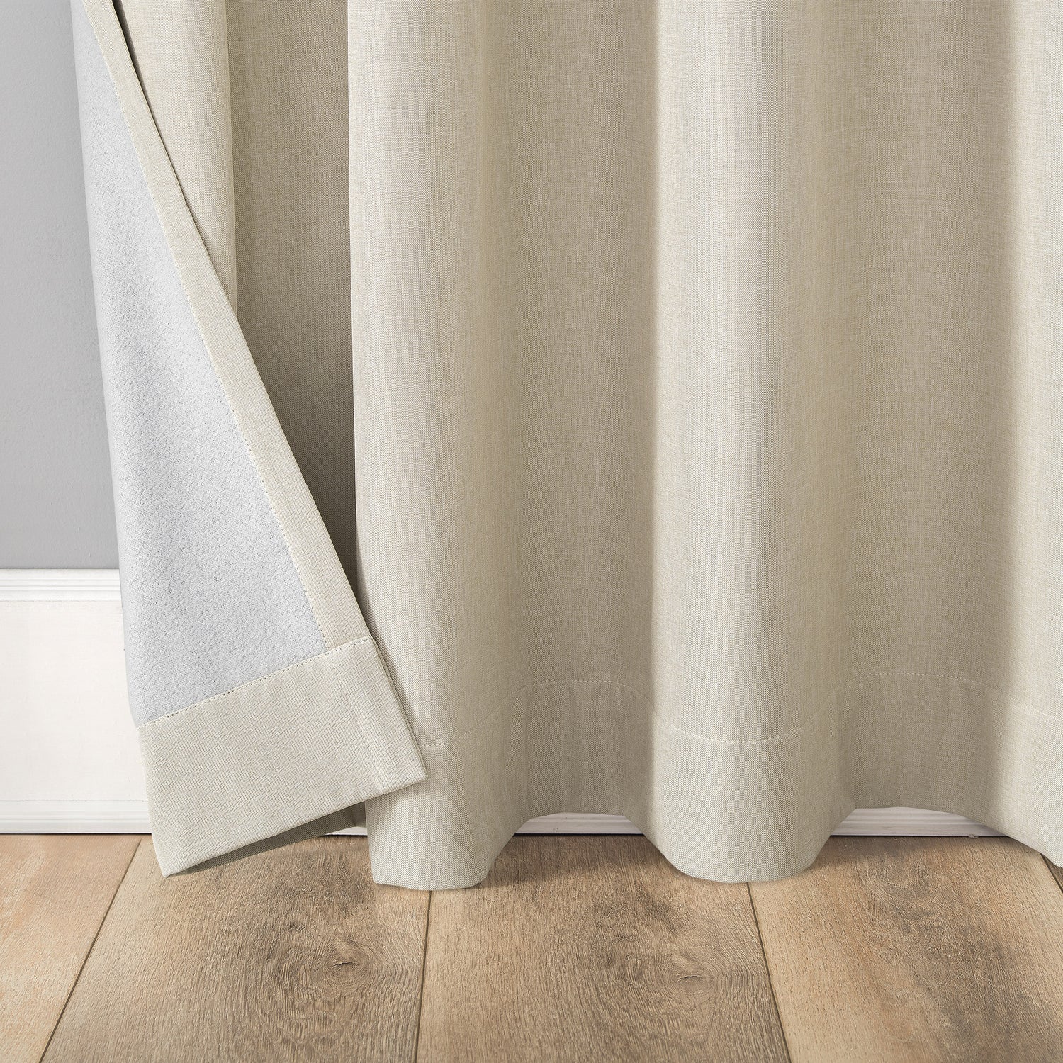 Pratt Tonal Texture Fleece Insulated 100% Blackout Window Curtains, 2-Pack