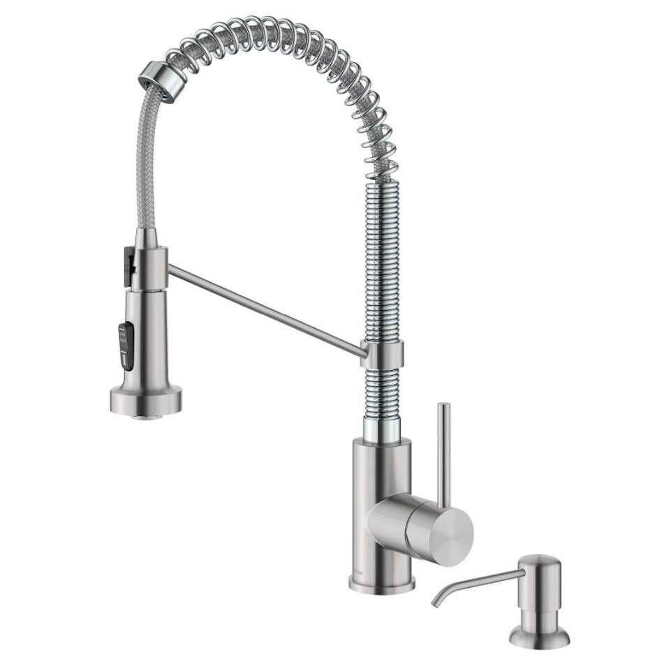 18" Pull-Down Commercial Kitchen Faucet with Matching Soap Dispenser