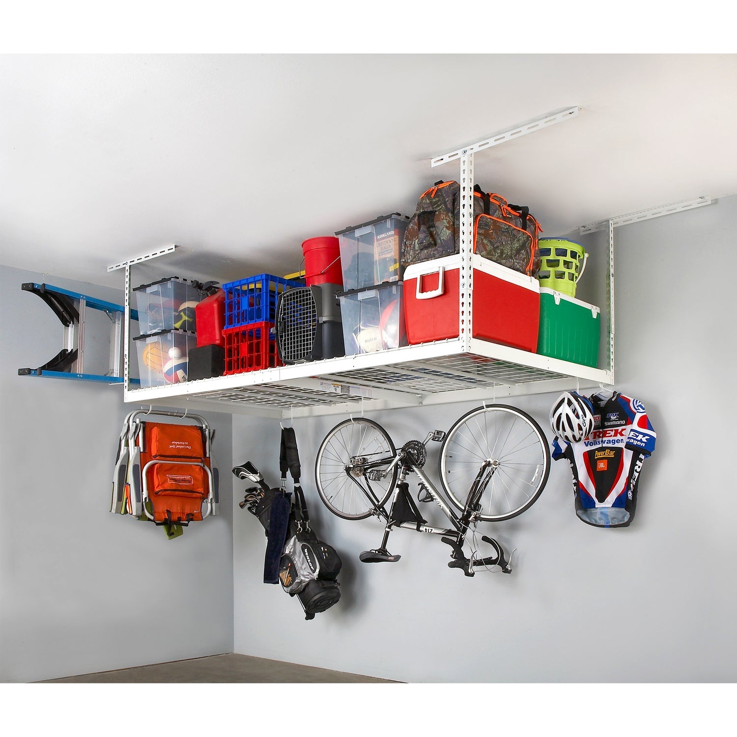 Overhead Garage Storage Combo Kit, Two 4 Ft. X 8 Ft. Racks, 18-Piece Deluxe Hook Accessory Pack