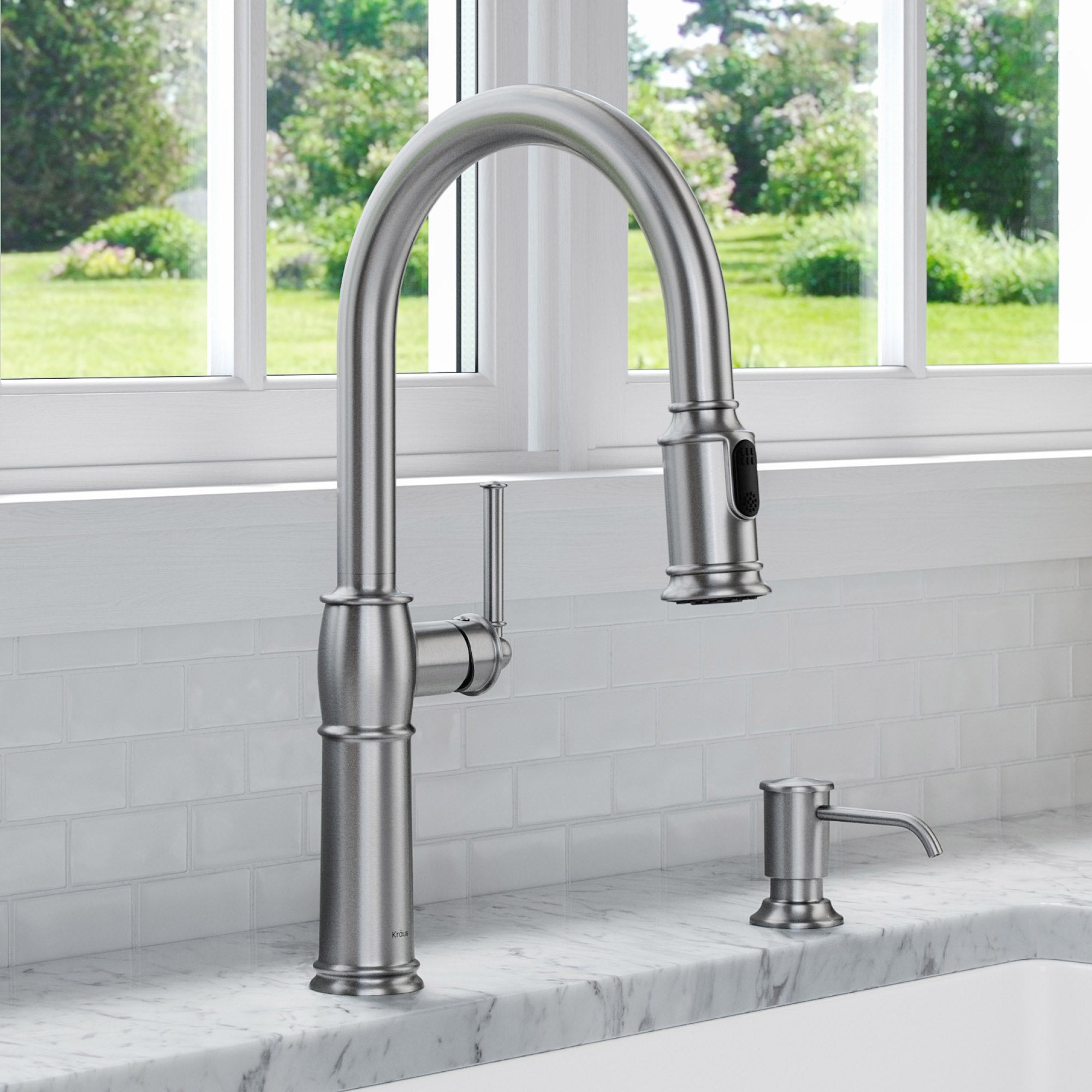 Pull-Down Kitchen Faucet and Soap Dispenser