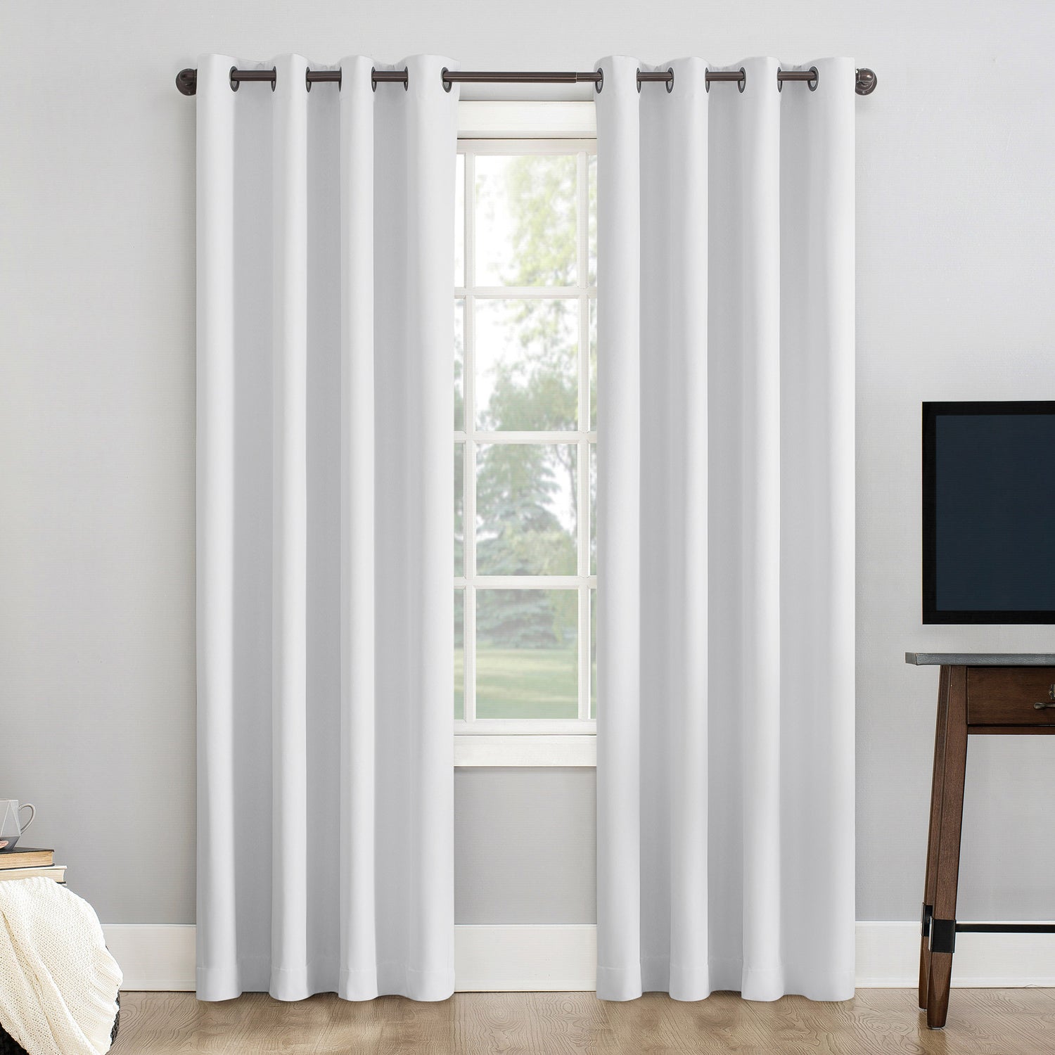 Pratt Tonal Texture Fleece Insulated 100% Blackout Window Curtains, 2-Pack