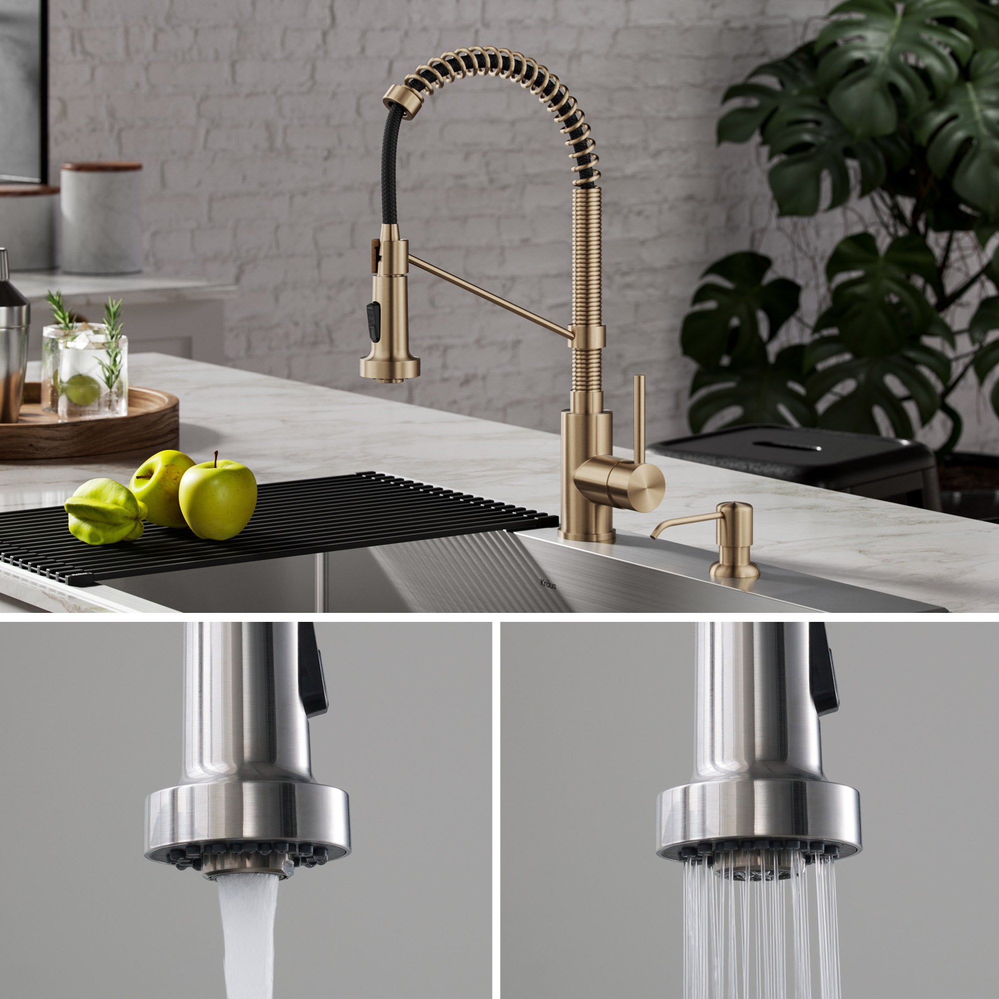 18" Pull-Down Commercial Kitchen Faucet with Matching Soap Dispenser