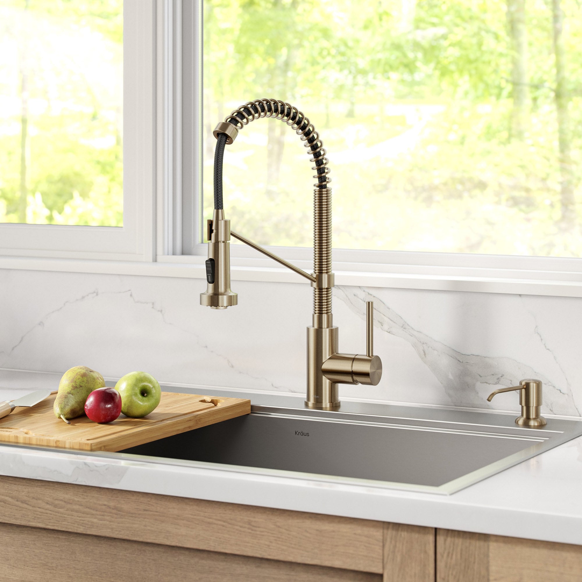 18" Pull-Down Commercial Kitchen Faucet with Matching Soap Dispenser