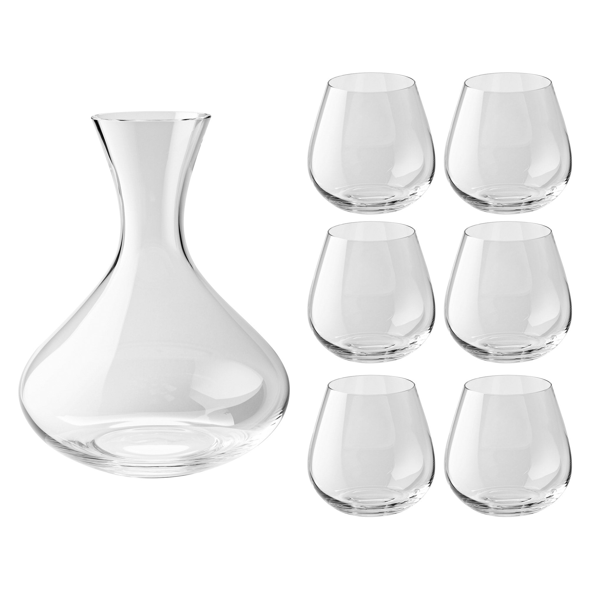 Prédicat 7-Piece Stemless Crystal Wine and Decanter Set