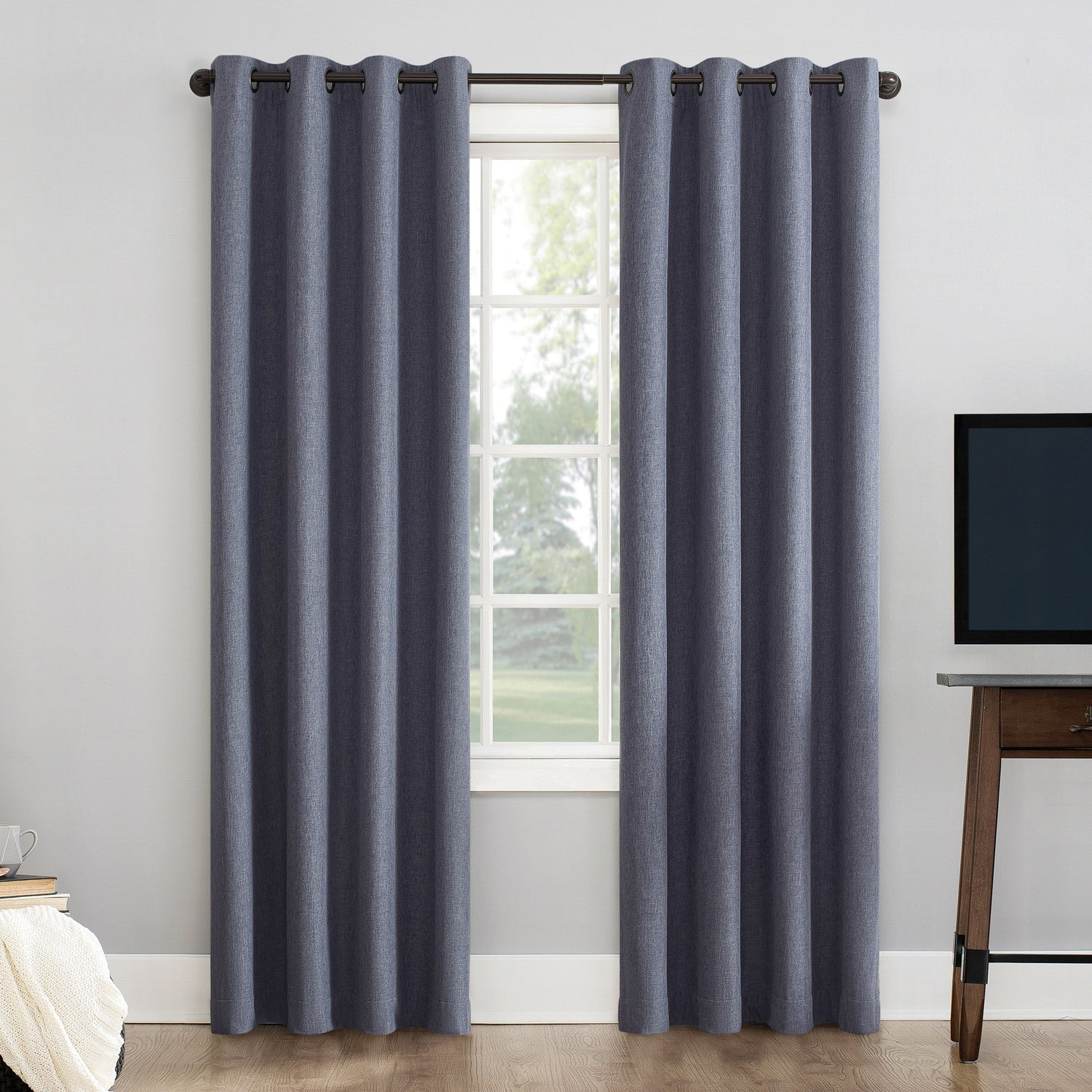 Pratt Tonal Texture Fleece Insulated 100% Blackout Window Curtains, 2-Pack