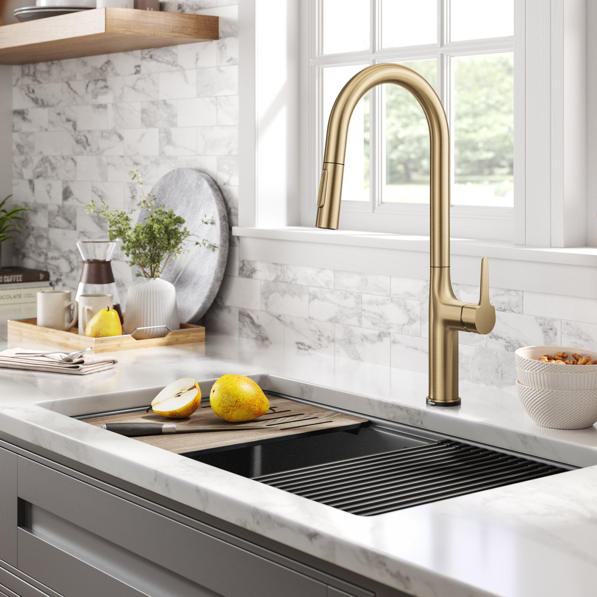 Tall Modern Single-Handle Touch Kitchen Sink Faucet with Pull down Sprayer