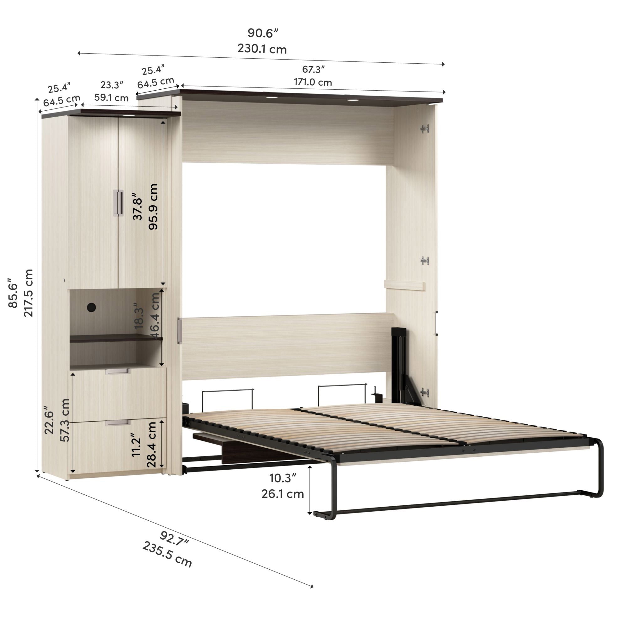 Lumina Queen Murphy Bed with Desk and Storage Cabinet