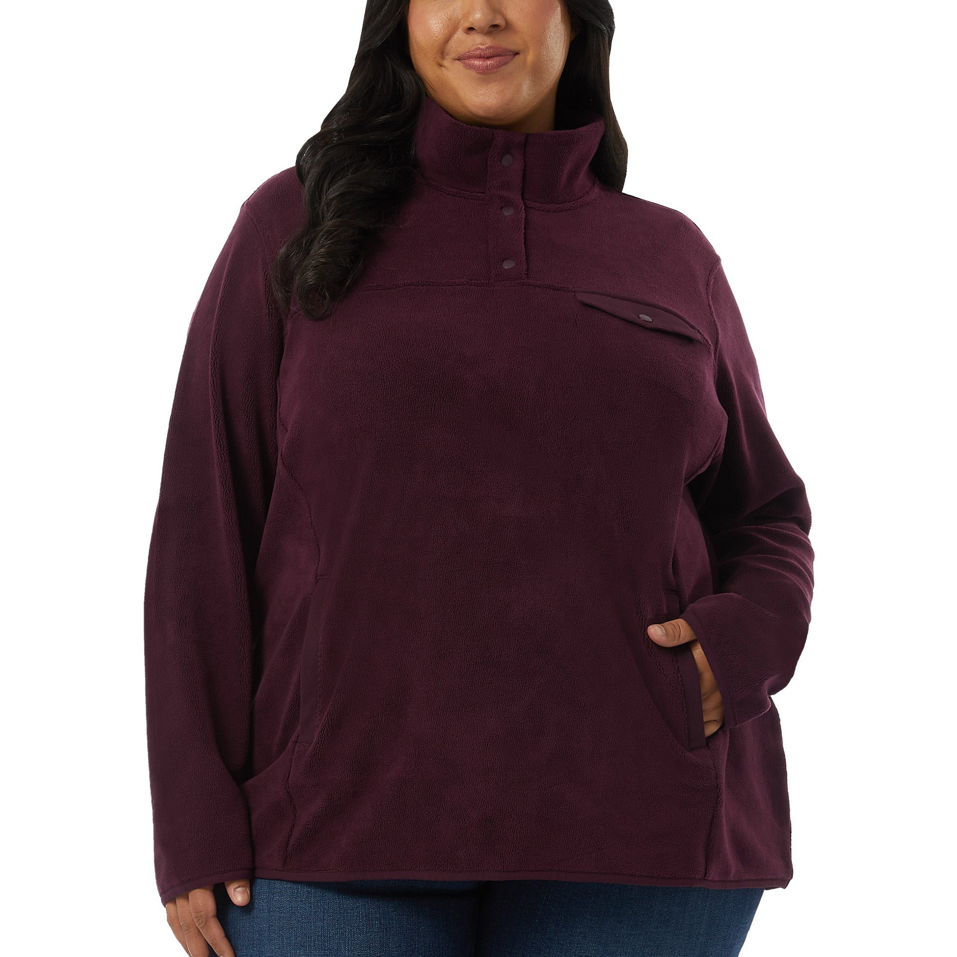 Ladies' Snap Fleece Pullover Top