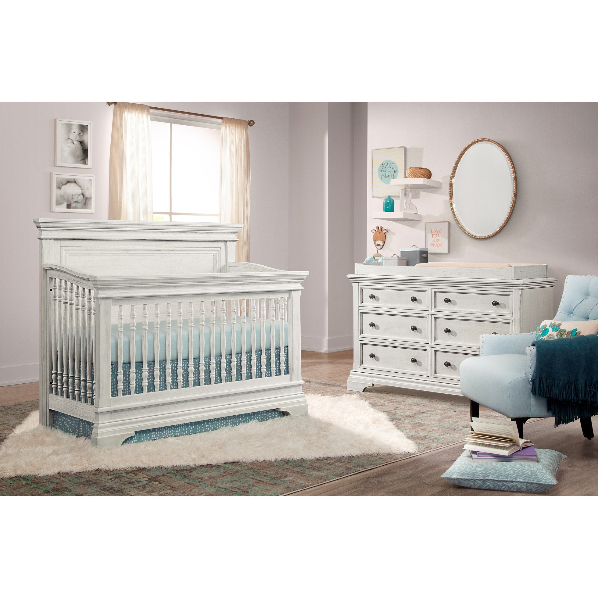 Ashley 2-Piece Crib Set, Brushed White