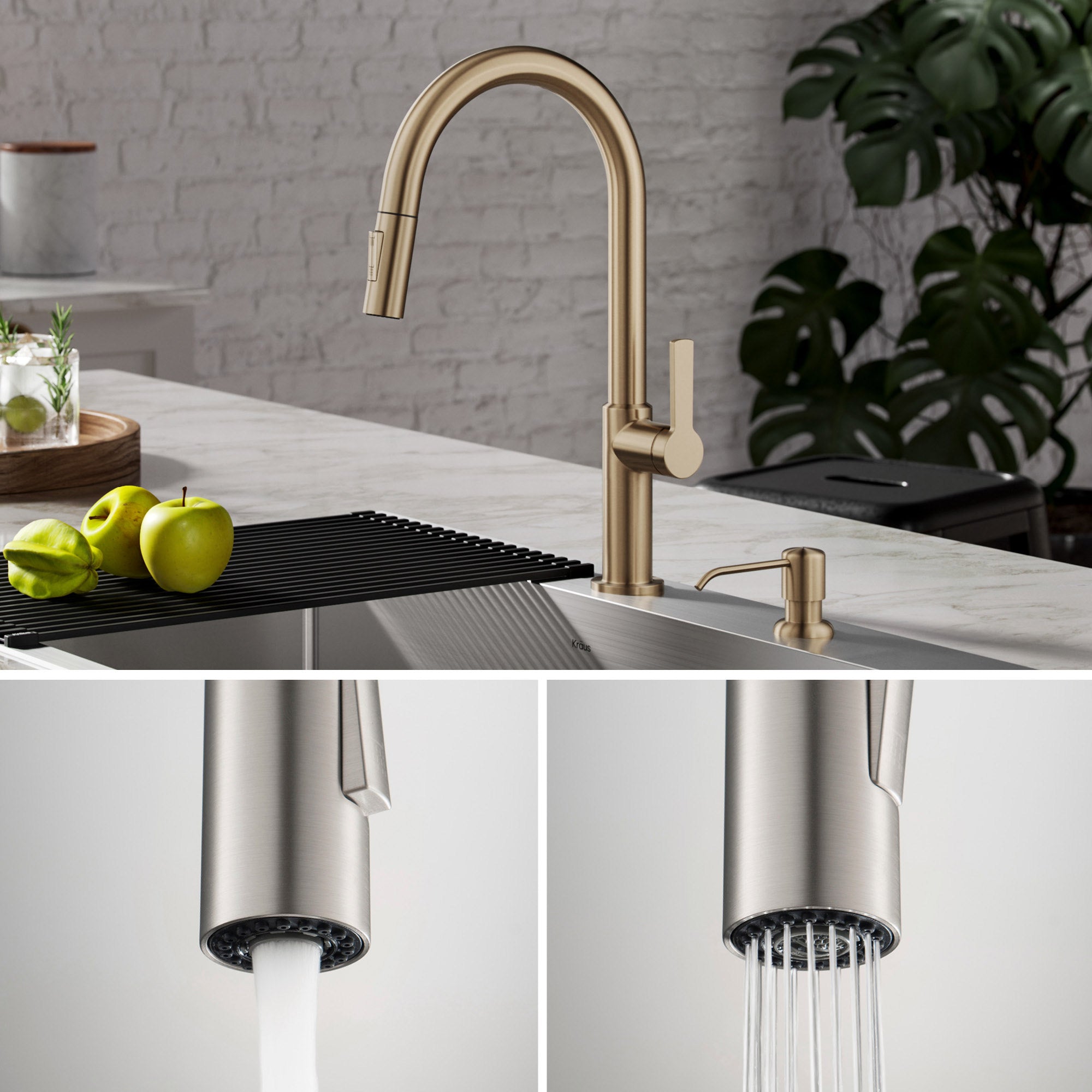 Pull-Down Kitchen Faucet with Matching Soap Dispenser