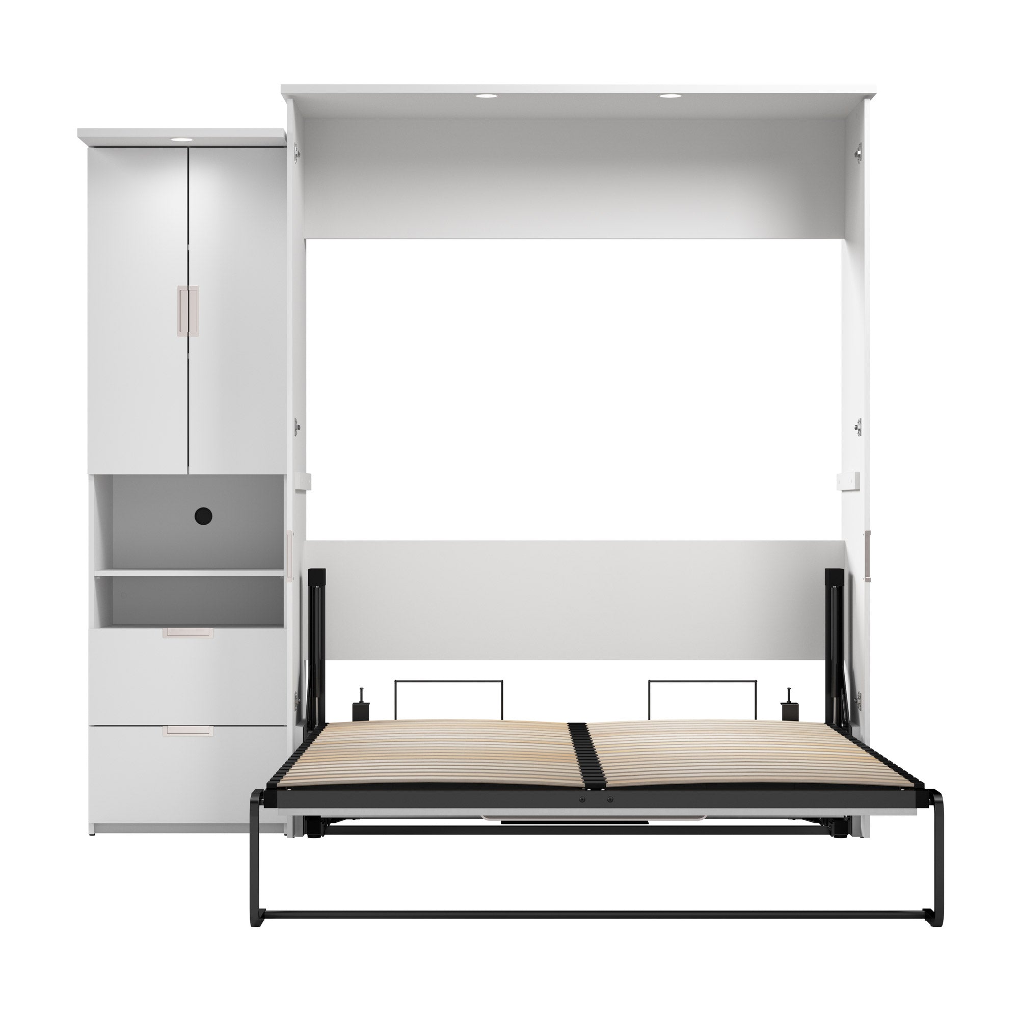 Lumina Queen Murphy Bed with Desk and Storage Cabinet