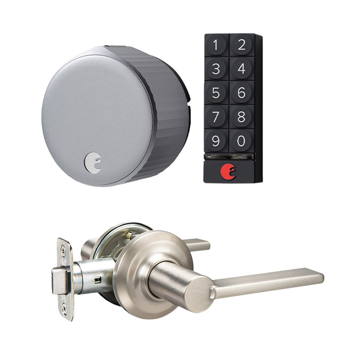 Wi-Fi Smart Lock with Yale Keypad and Satin Nickel Door Lever