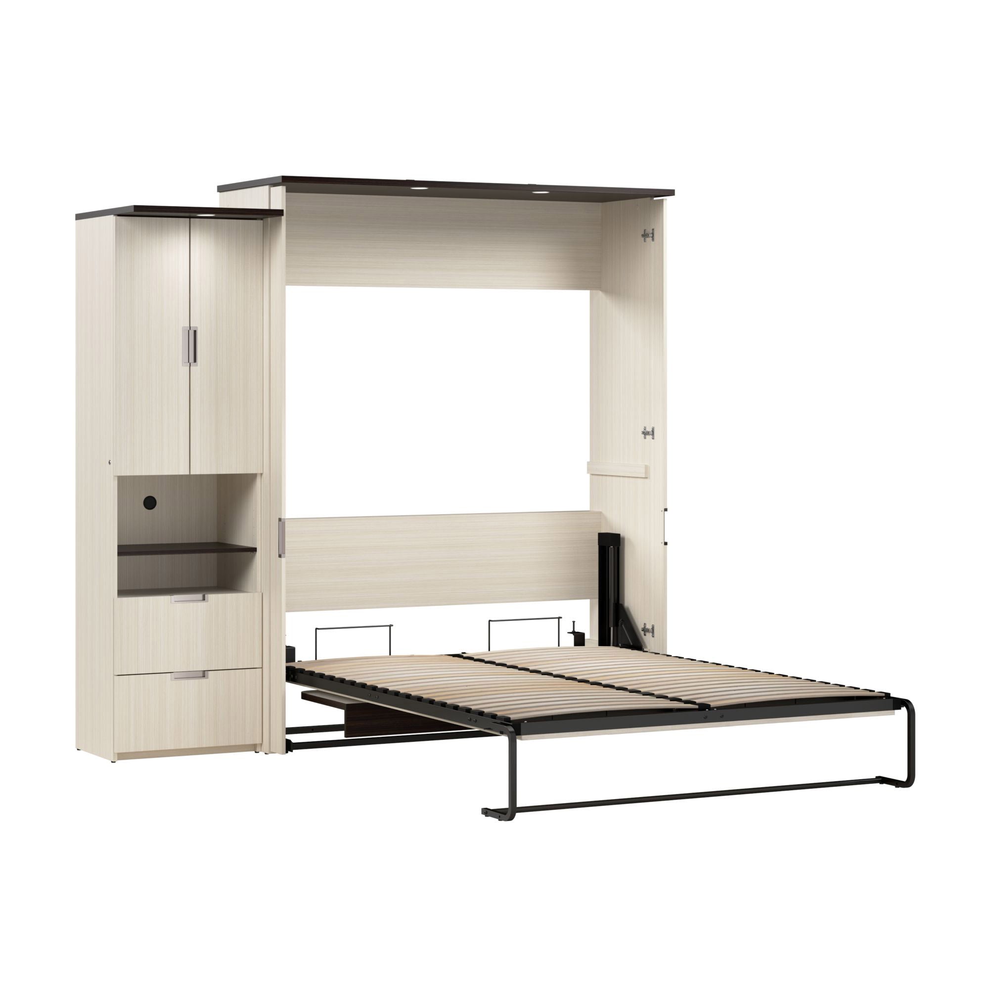 Lumina Queen Murphy Bed with Desk and Storage Cabinet