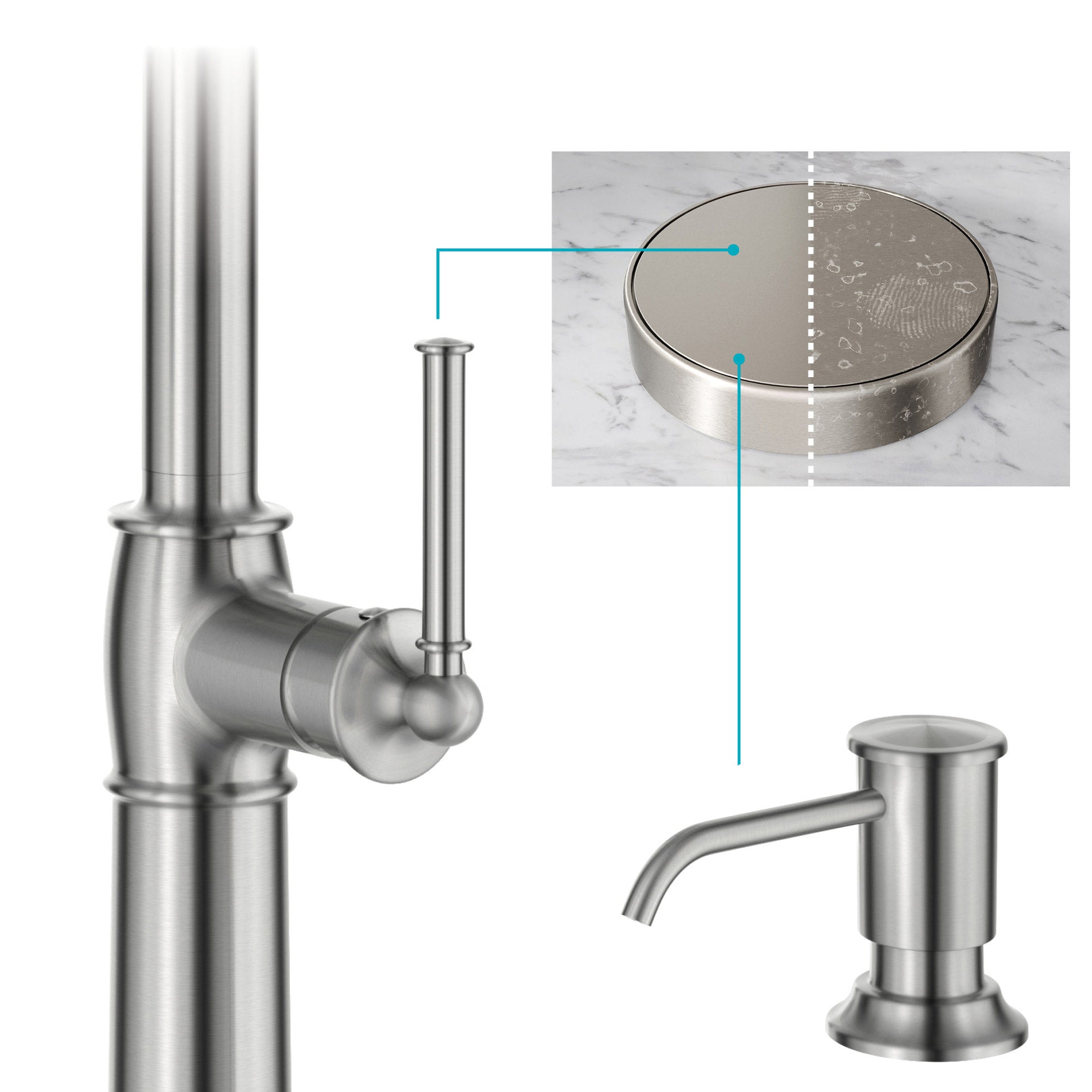 Pull-Down Kitchen Faucet and Soap Dispenser