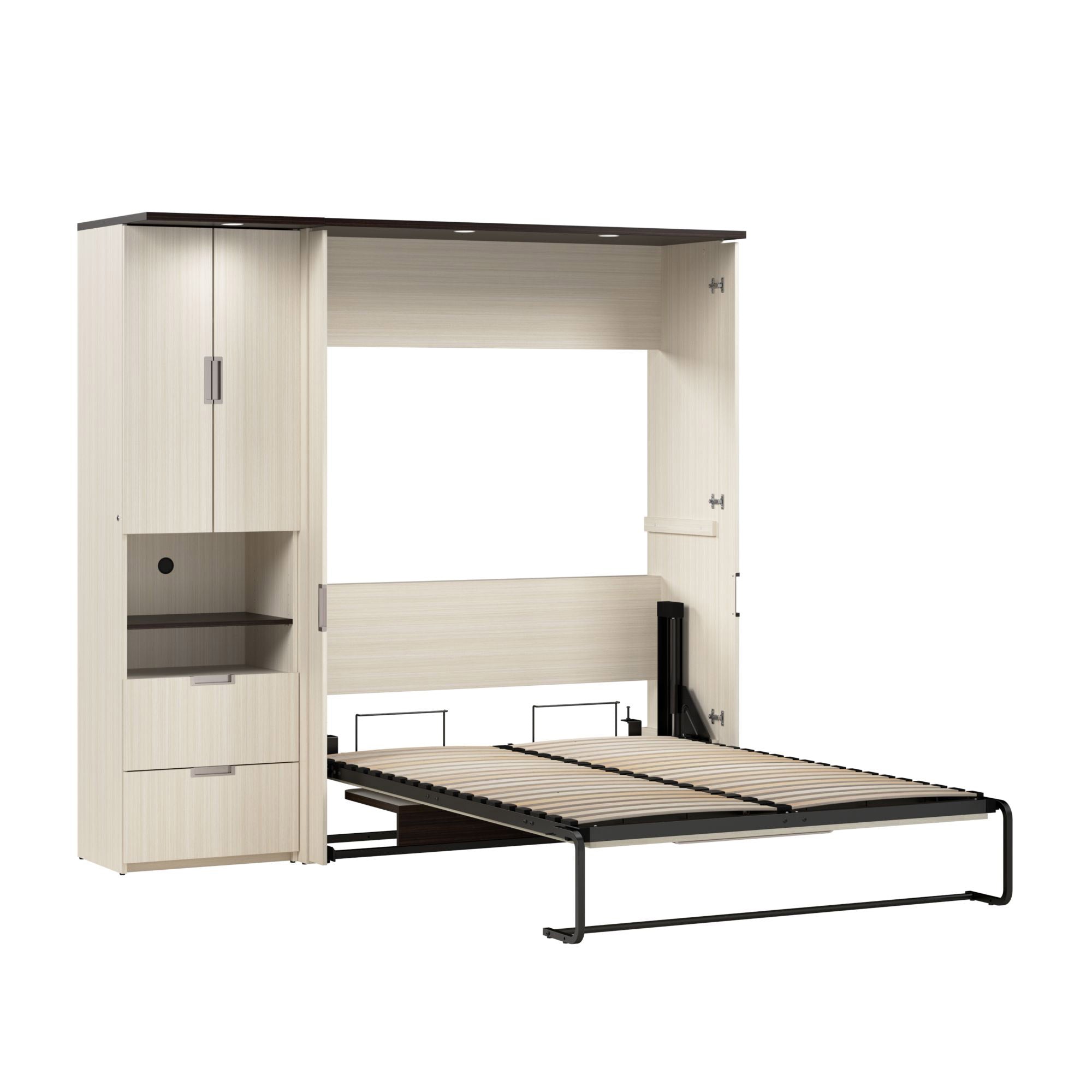 Lumina Full Murphy Bed with Desk and Storage Cabinet