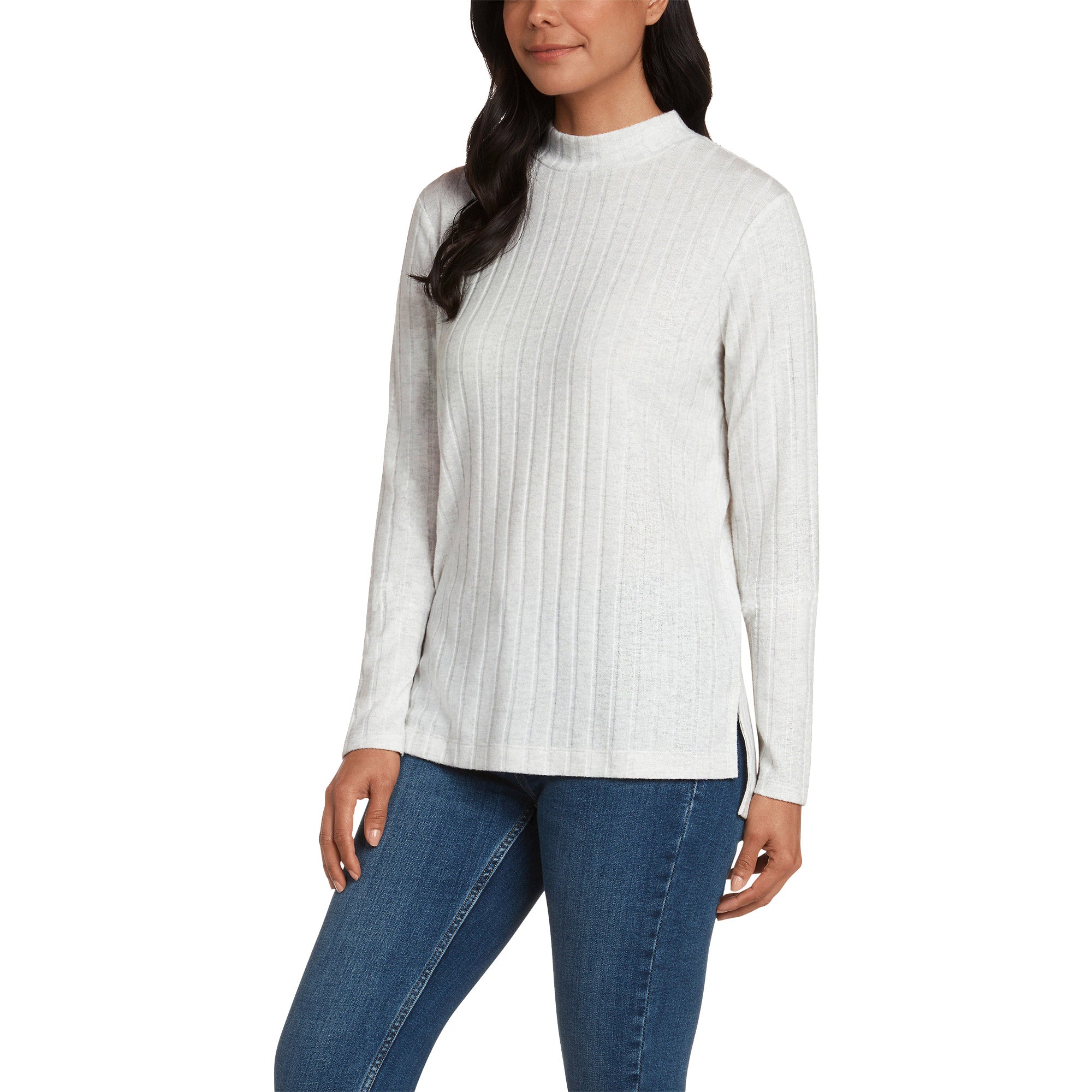 Ladies' Mock Neck Ribbed Tunic