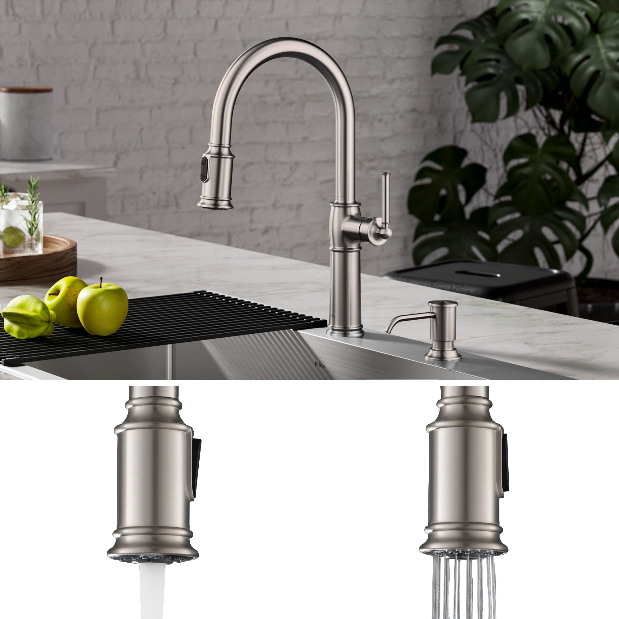 Pull-Down Kitchen Faucet and Soap Dispenser