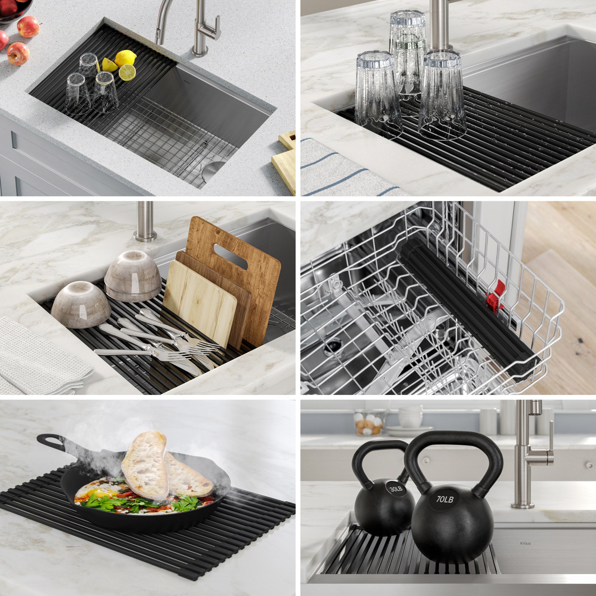 Undermount Workstation Sink with Pull-Down Kitchen Faucet