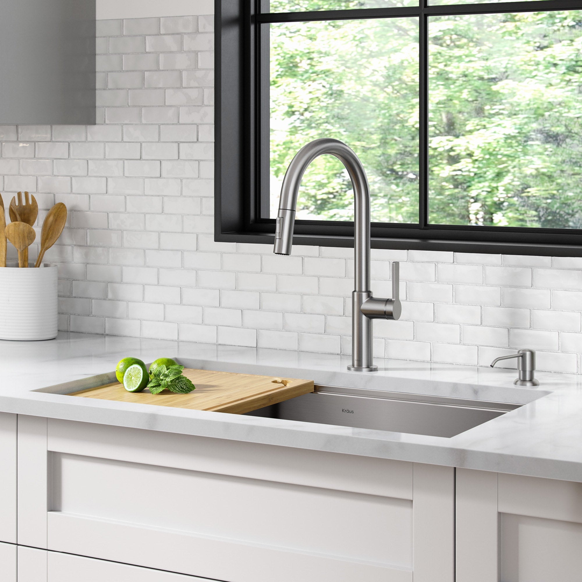 Pull-Down Kitchen Faucet with Matching Soap Dispenser