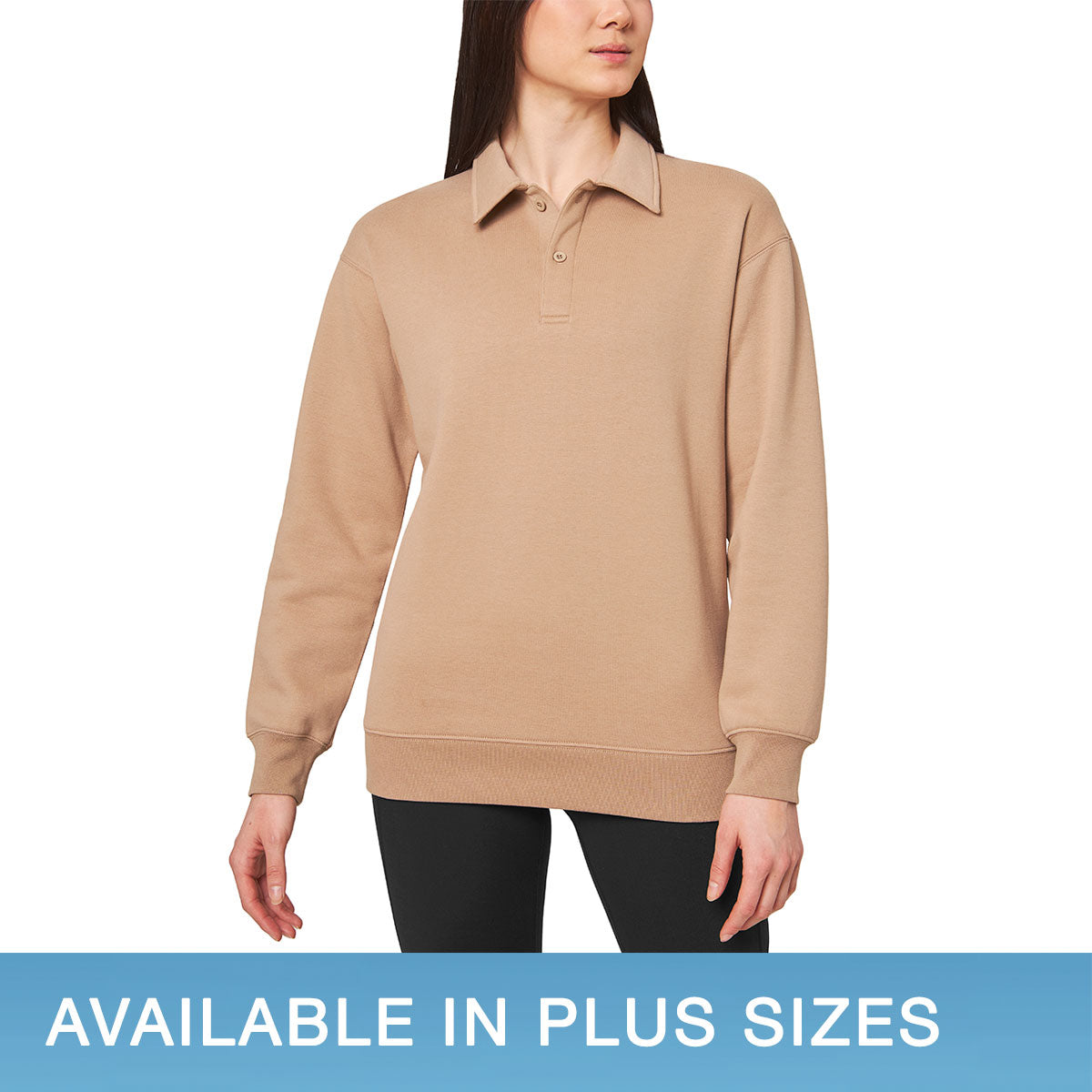 Ladies' Collared Fleece Pullover Top