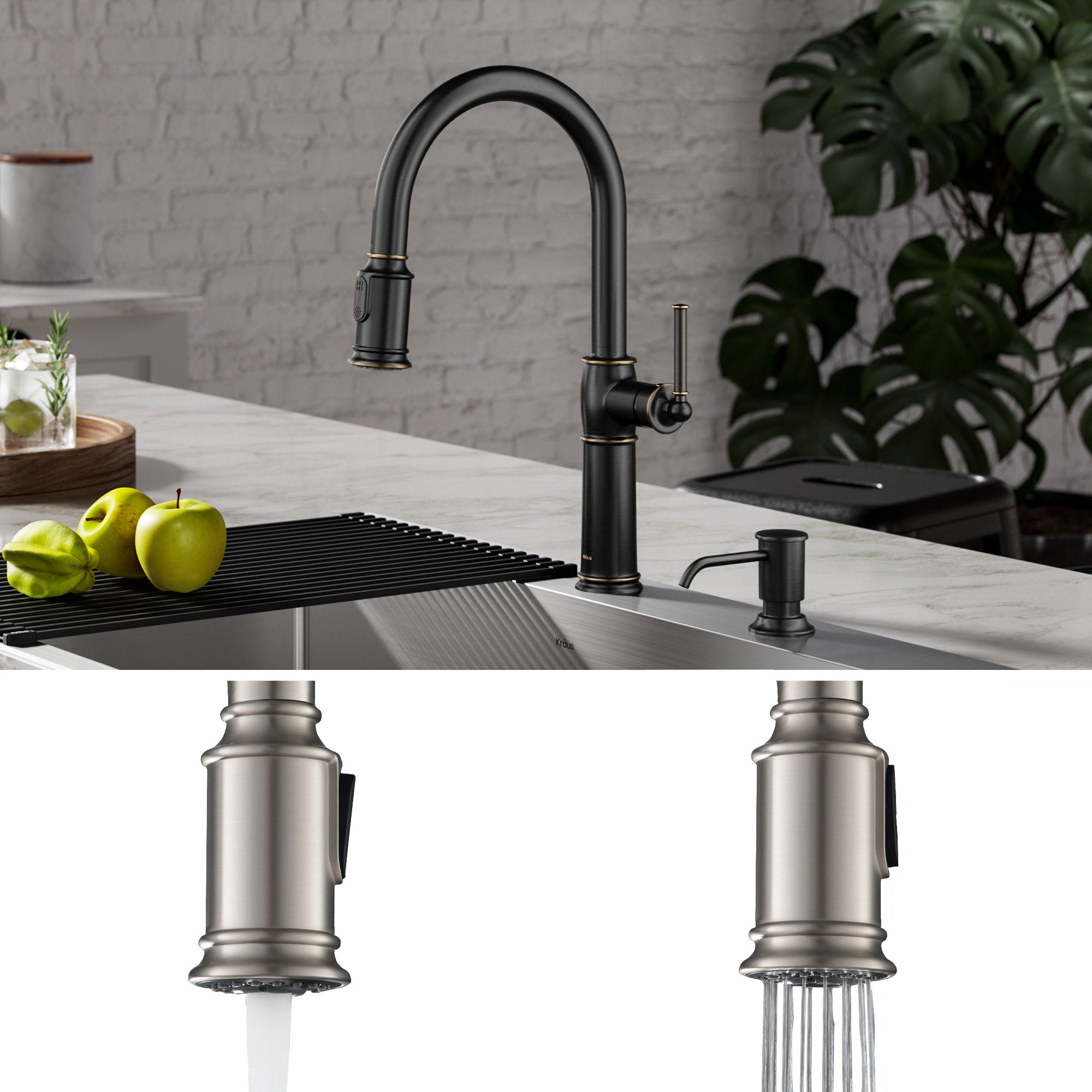 Pull-Down Kitchen Faucet and Soap Dispenser