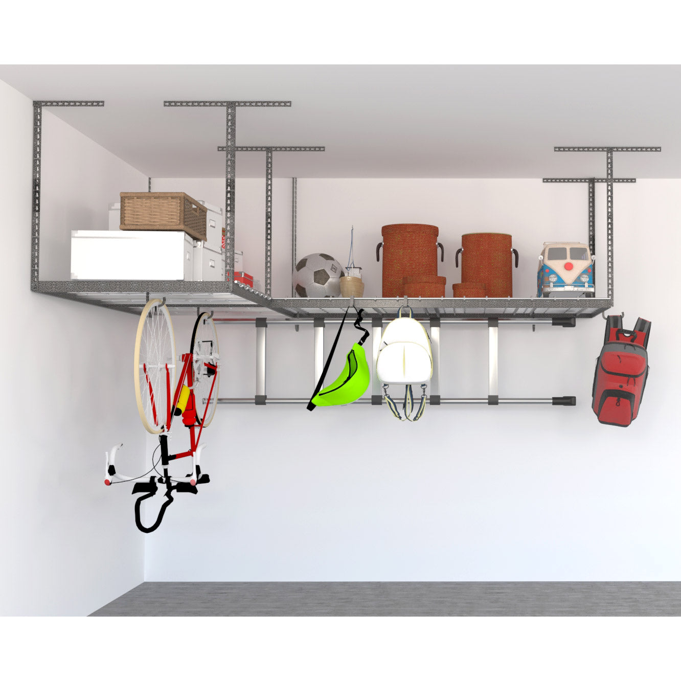 Overhead Garage Storage Combo Kit, Two 4 Ft. X 8 Ft. Racks, 18-Piece Deluxe Hook Accessory Pack