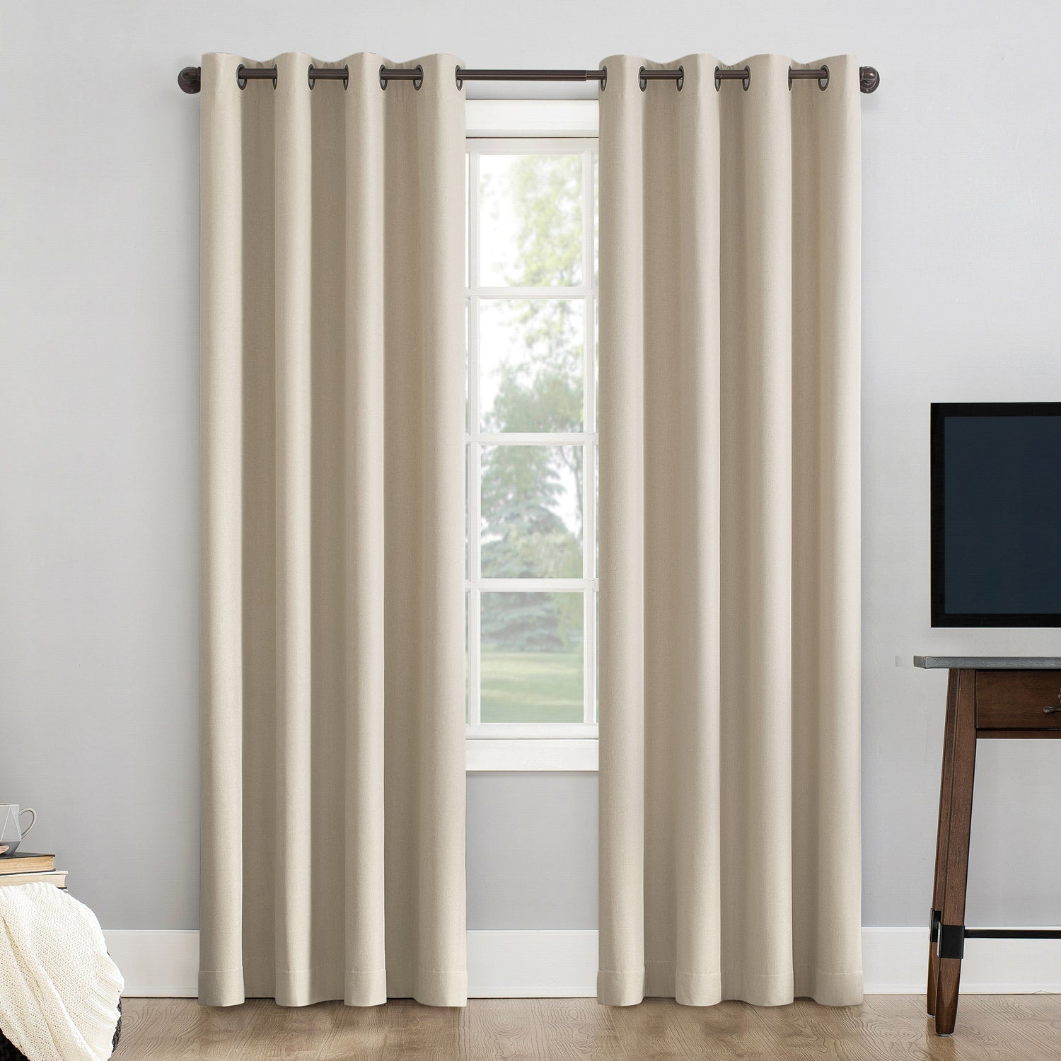 Pratt Tonal Texture Fleece Insulated 100% Blackout Window Curtains, 2-Pack