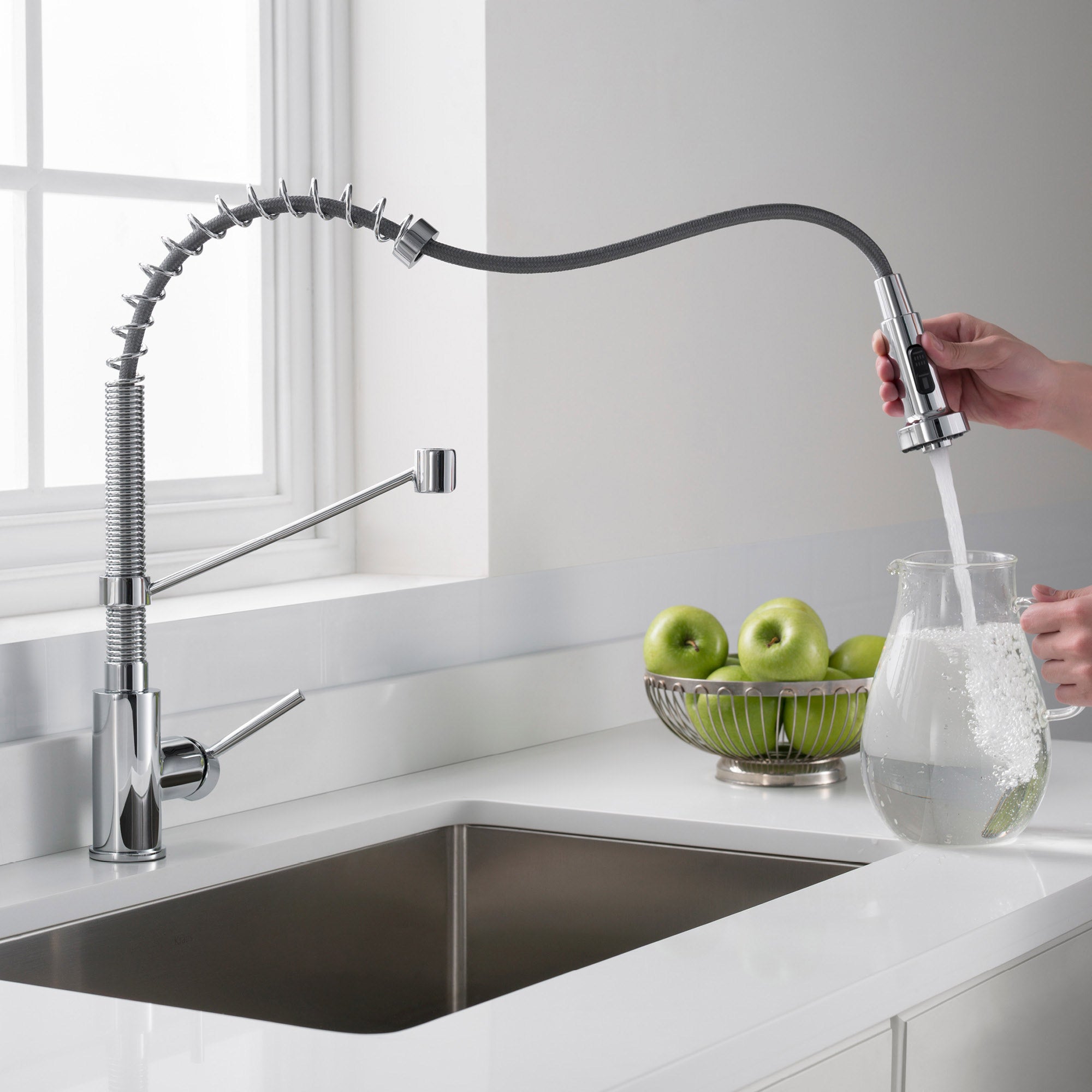 18" Pull-Down Commercial Kitchen Faucet with Matching Soap Dispenser