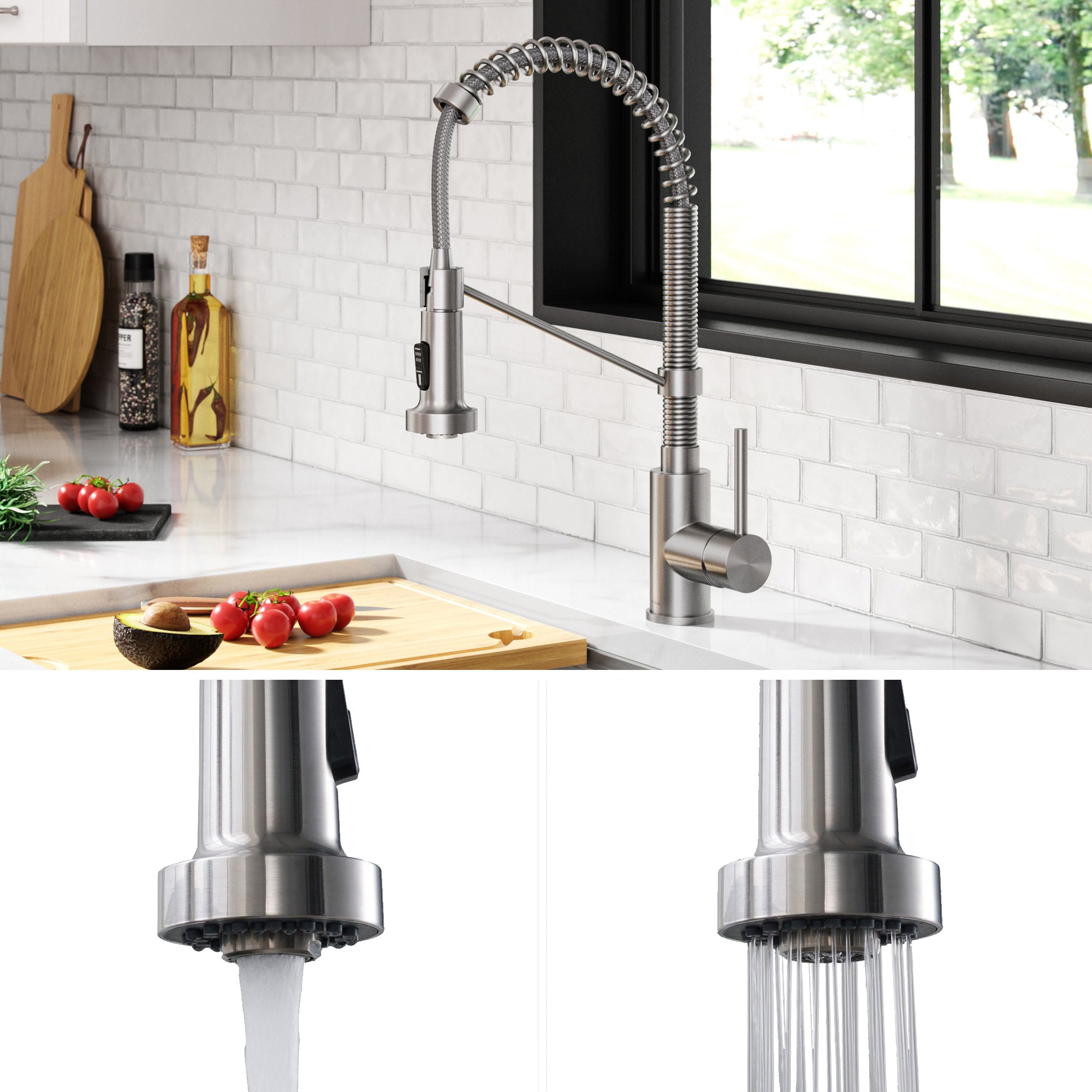 Undermount Workstation Sink with Pull-Down Kitchen Faucet