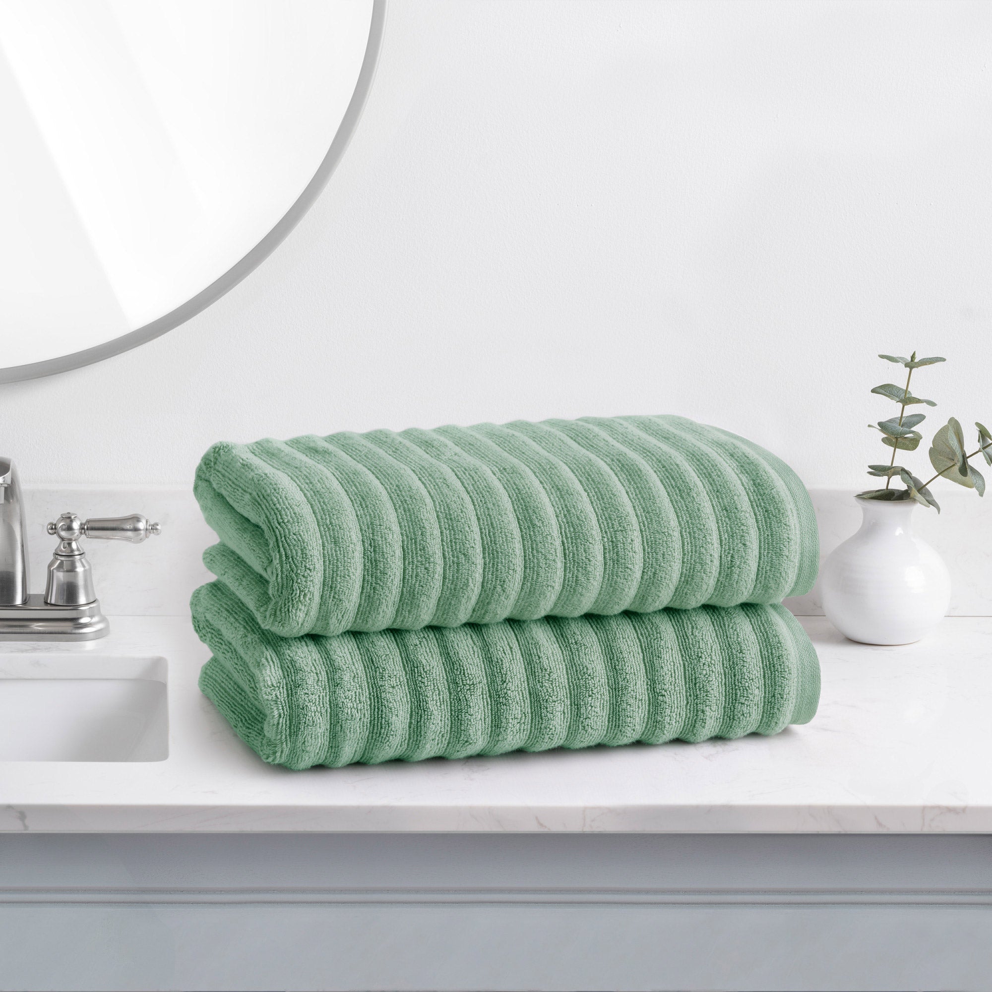 Welhome 100% Cotton Bumpy Textured Bath Towel 2-Piece Set