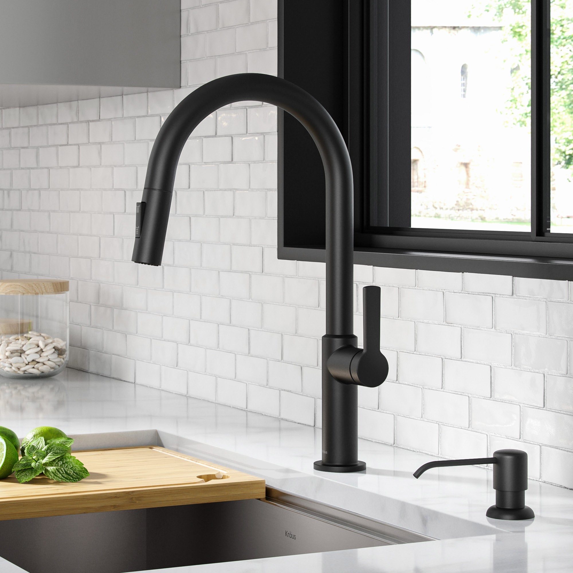 Pull-Down Kitchen Faucet with Matching Soap Dispenser