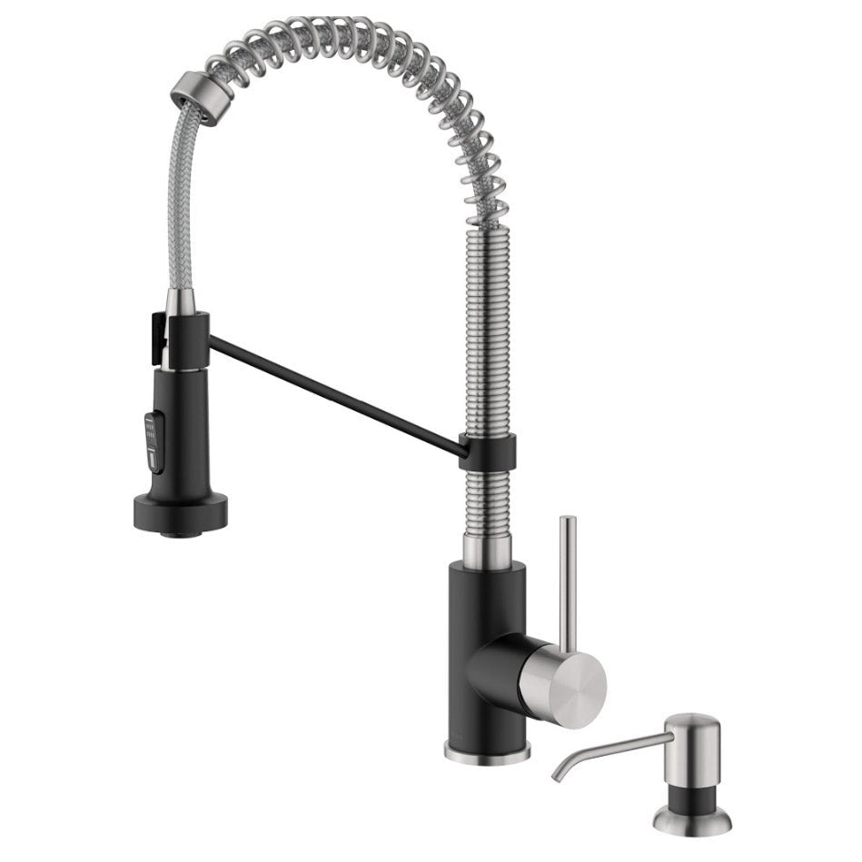 18" Pull-Down Commercial Kitchen Faucet with Matching Soap Dispenser