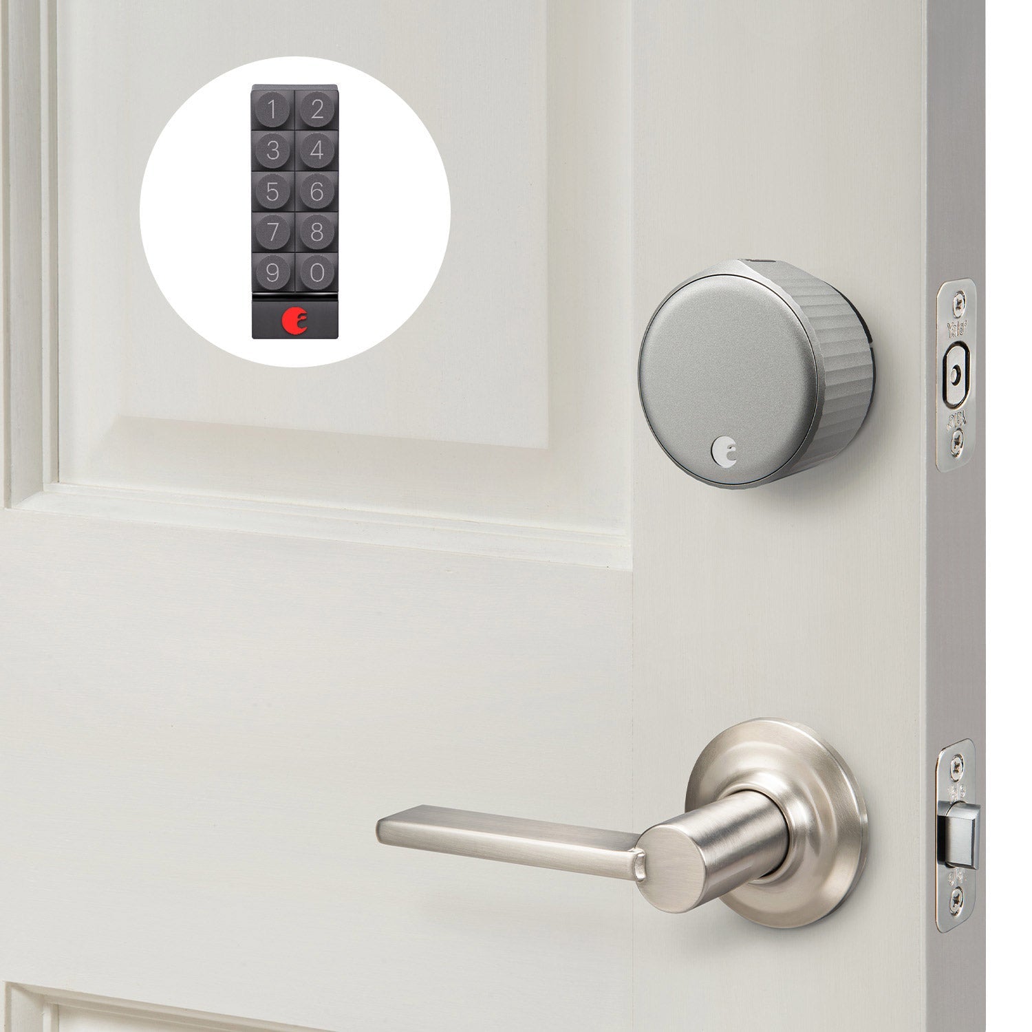 Wi-Fi Smart Lock with Yale Keypad and Satin Nickel Door Lever