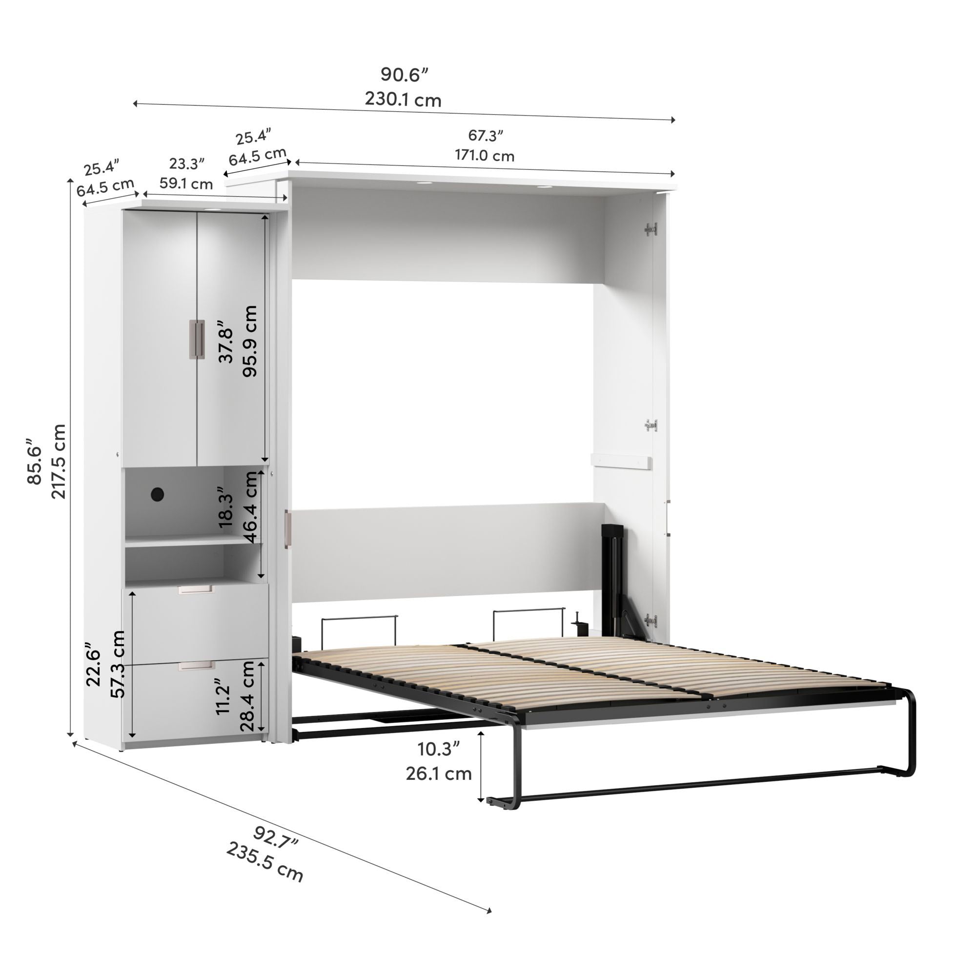 Lumina Queen Murphy Bed with Storage Cabinet