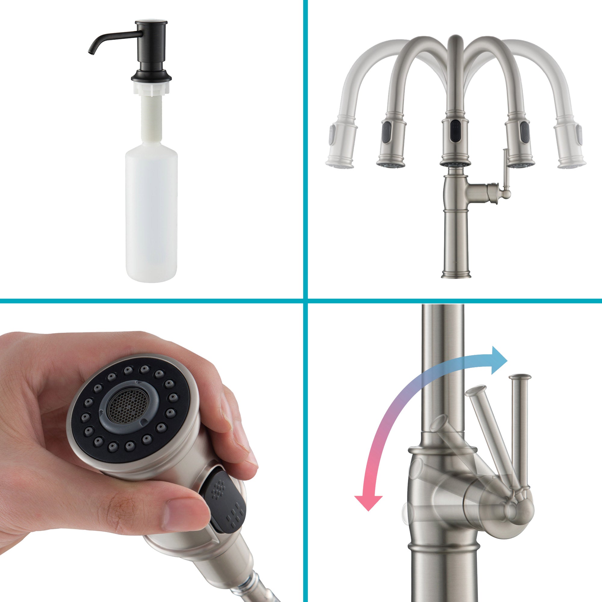 Pull-Down Kitchen Faucet and Soap Dispenser