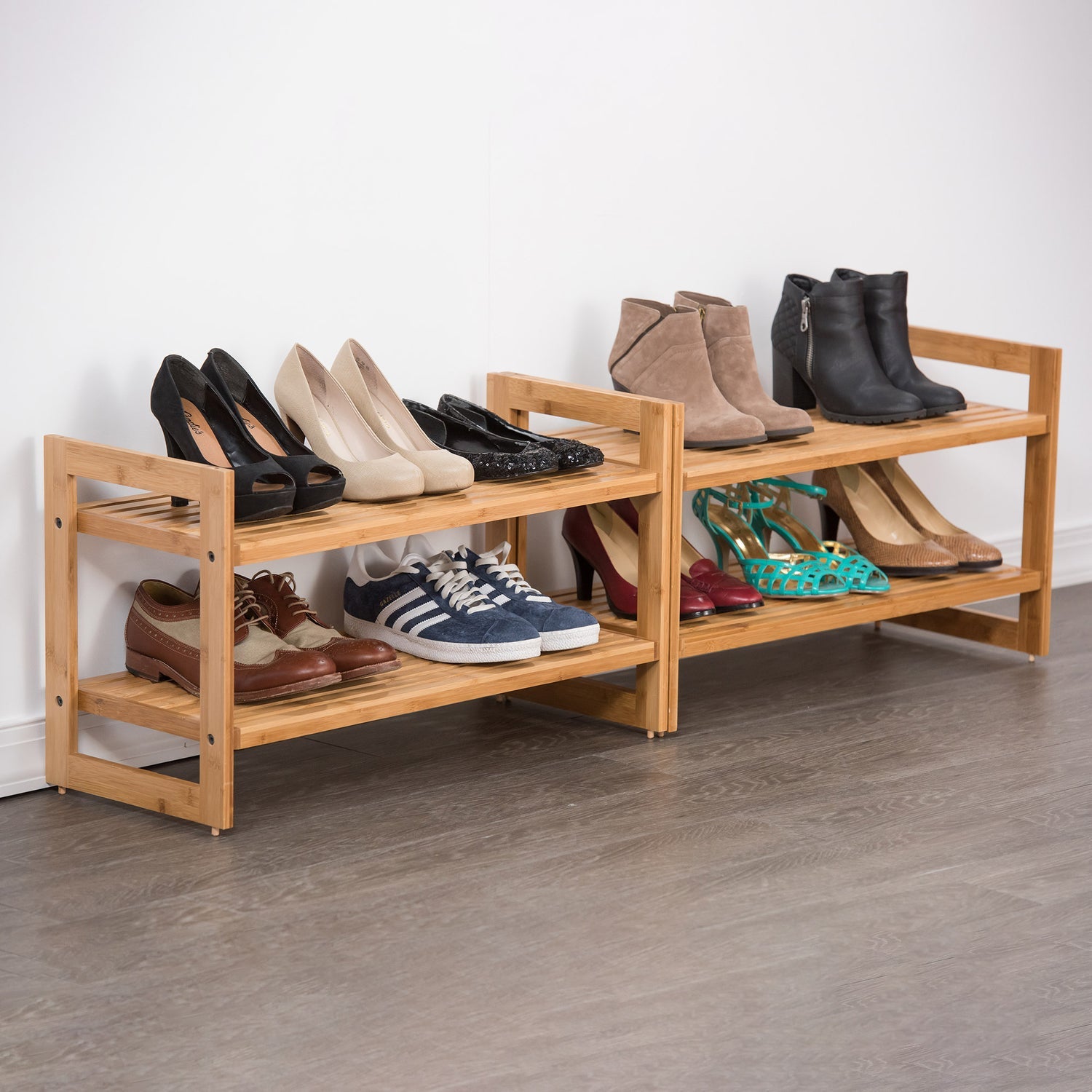 TRINITY Bamboo 2-Tier Shoe Rack, 2-Pack