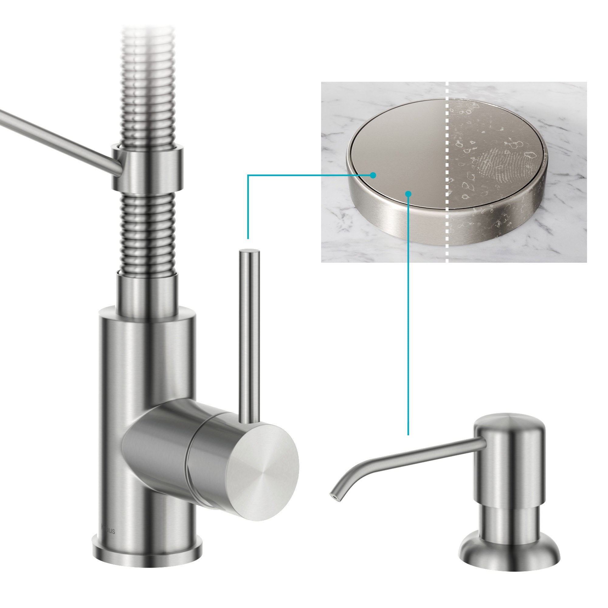 18" Pull-Down Commercial Kitchen Faucet with Matching Soap Dispenser