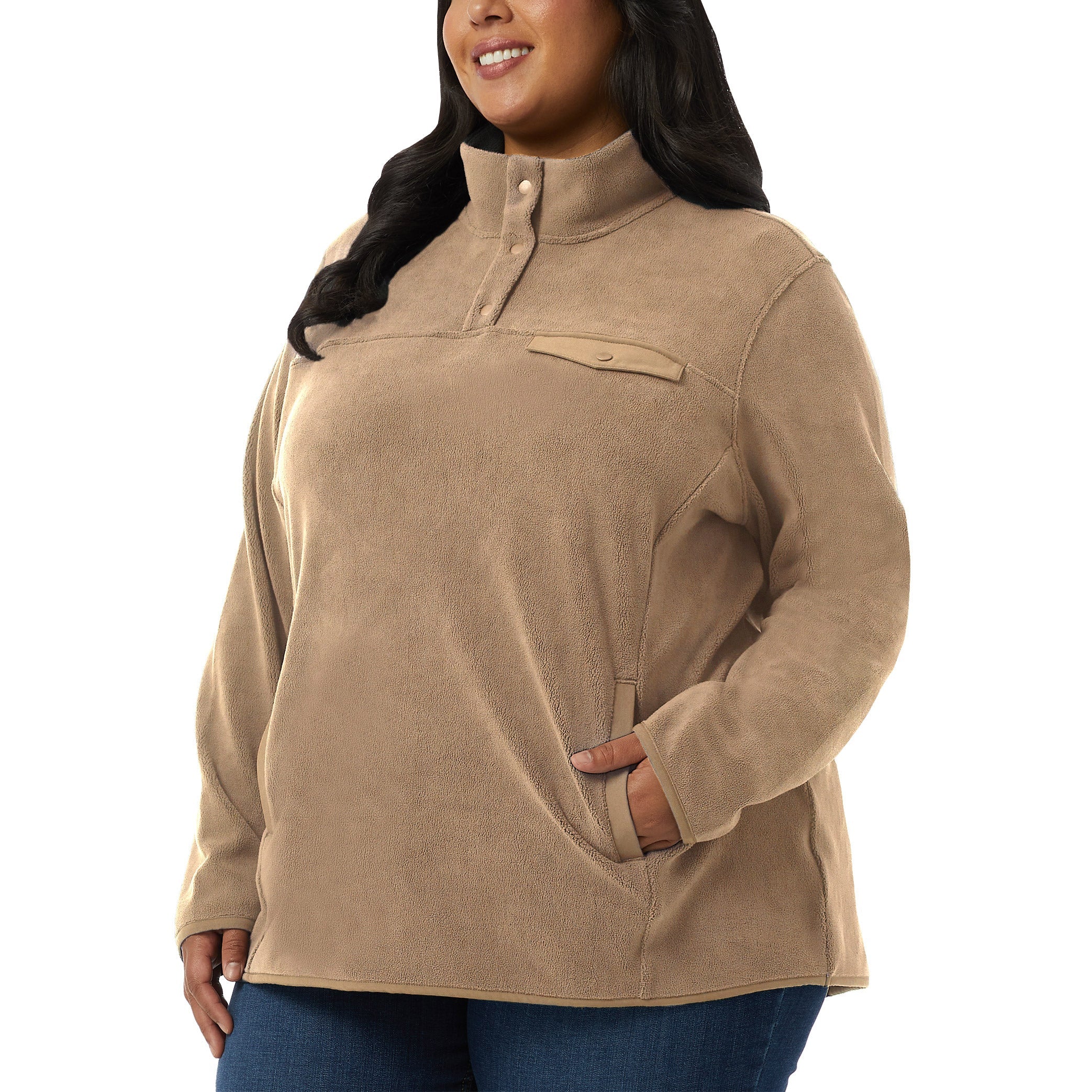 Ladies' Snap Fleece Pullover Top