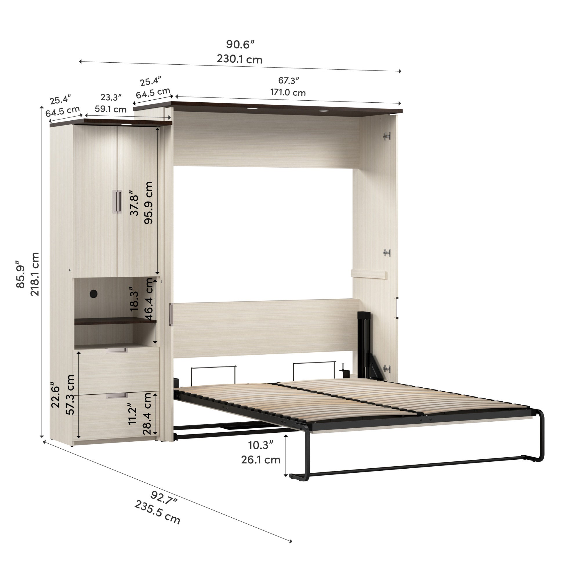 Lumina Queen Murphy Bed with Storage Cabinet