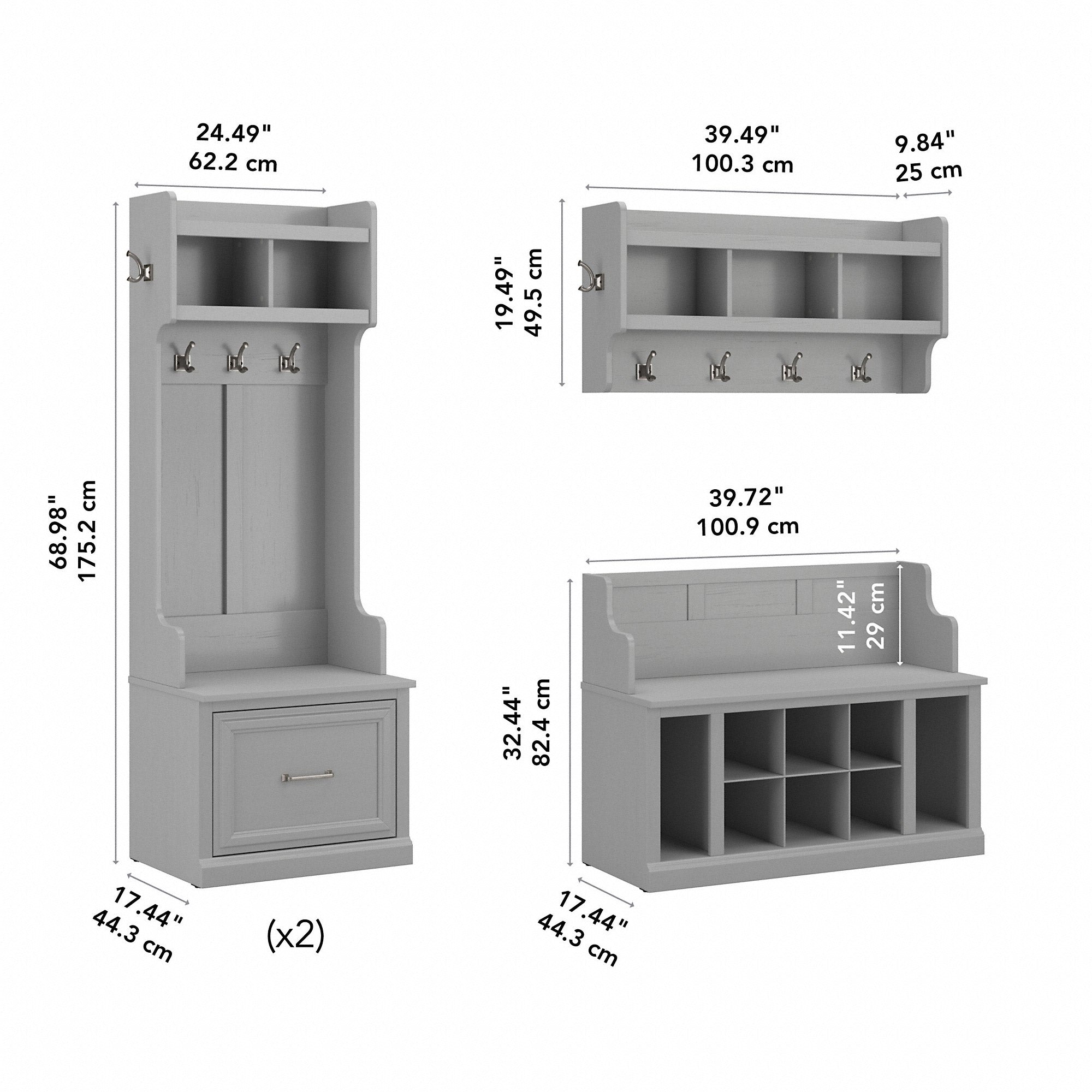 Woodland Hall Tree Entryway Storage Set