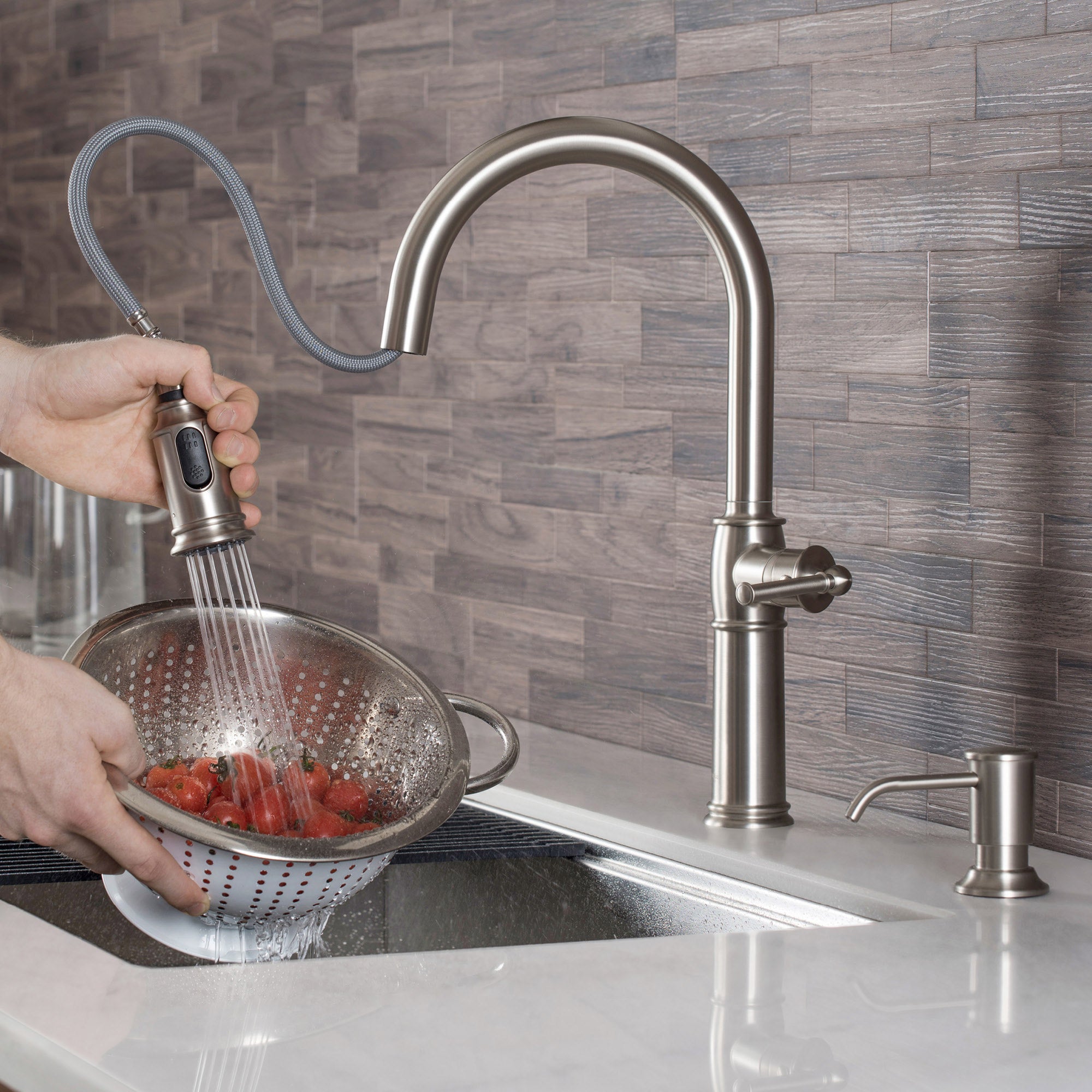 Pull-Down Kitchen Faucet and Soap Dispenser